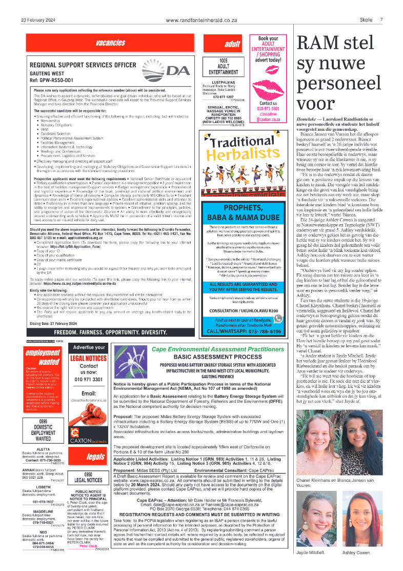 Randfontein Herald 23 February 2024 page 7
