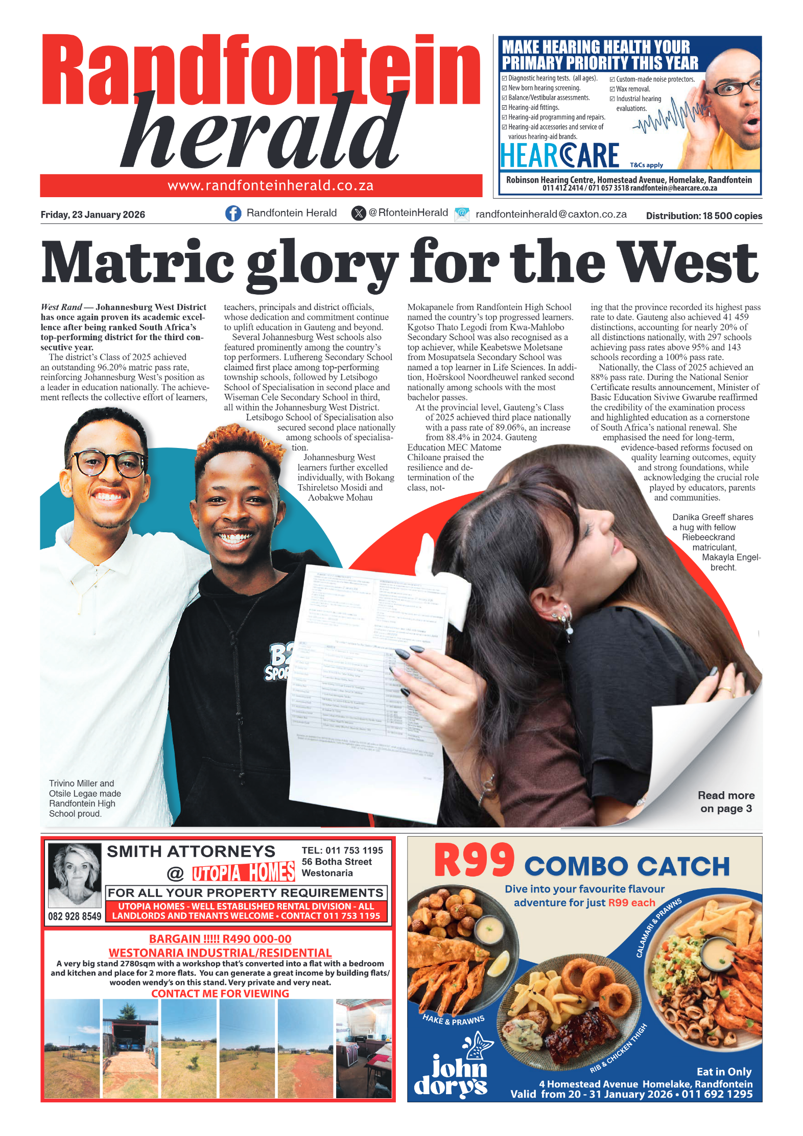 Randfontein Herald 23 January 2026 page 1