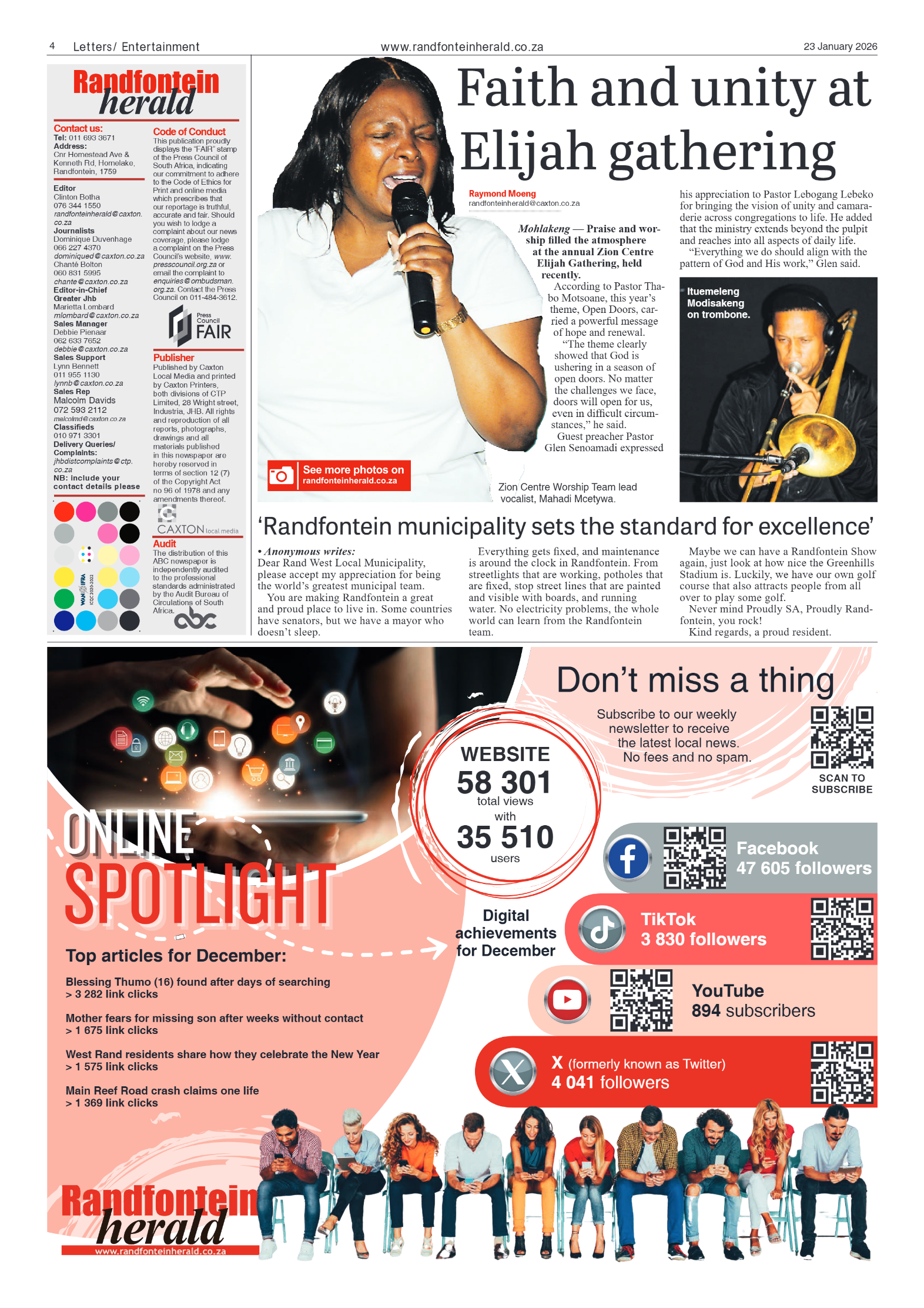Randfontein Herald 23 January 2026 page 4