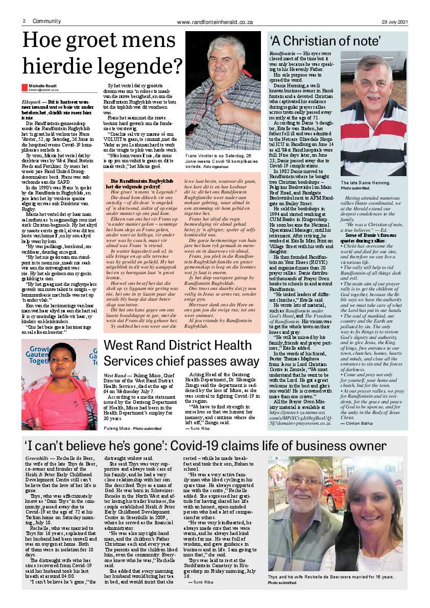 Randfontein Herald 23 July 2021 page 2