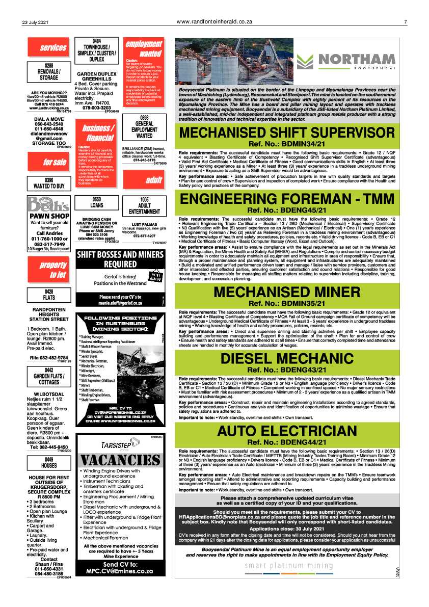 Randfontein Herald 23 July 2021 page 7