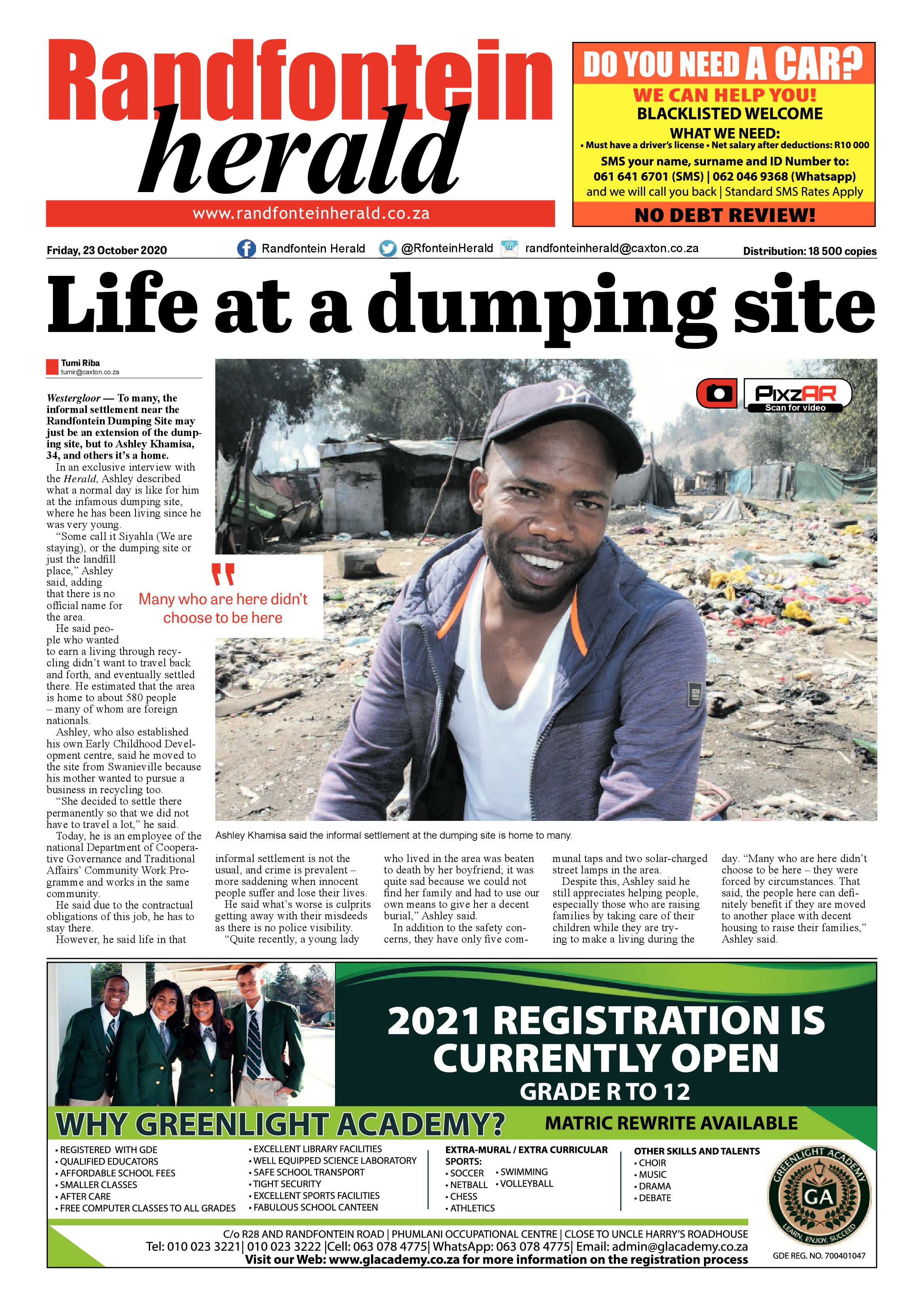 Randfontein Herald 23 October 2020 page 1