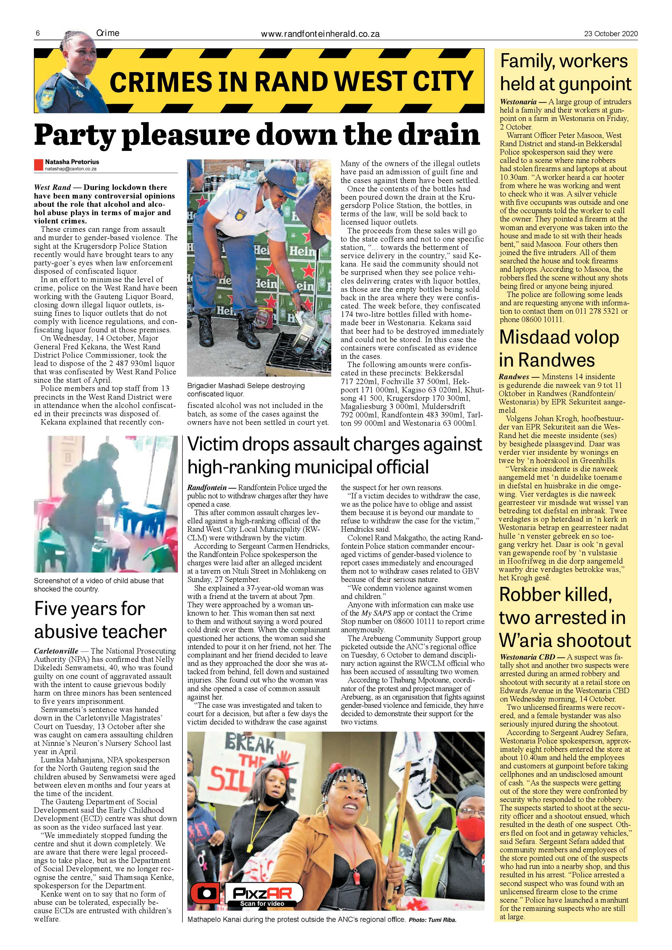 Randfontein Herald 23 October 2020 page 6