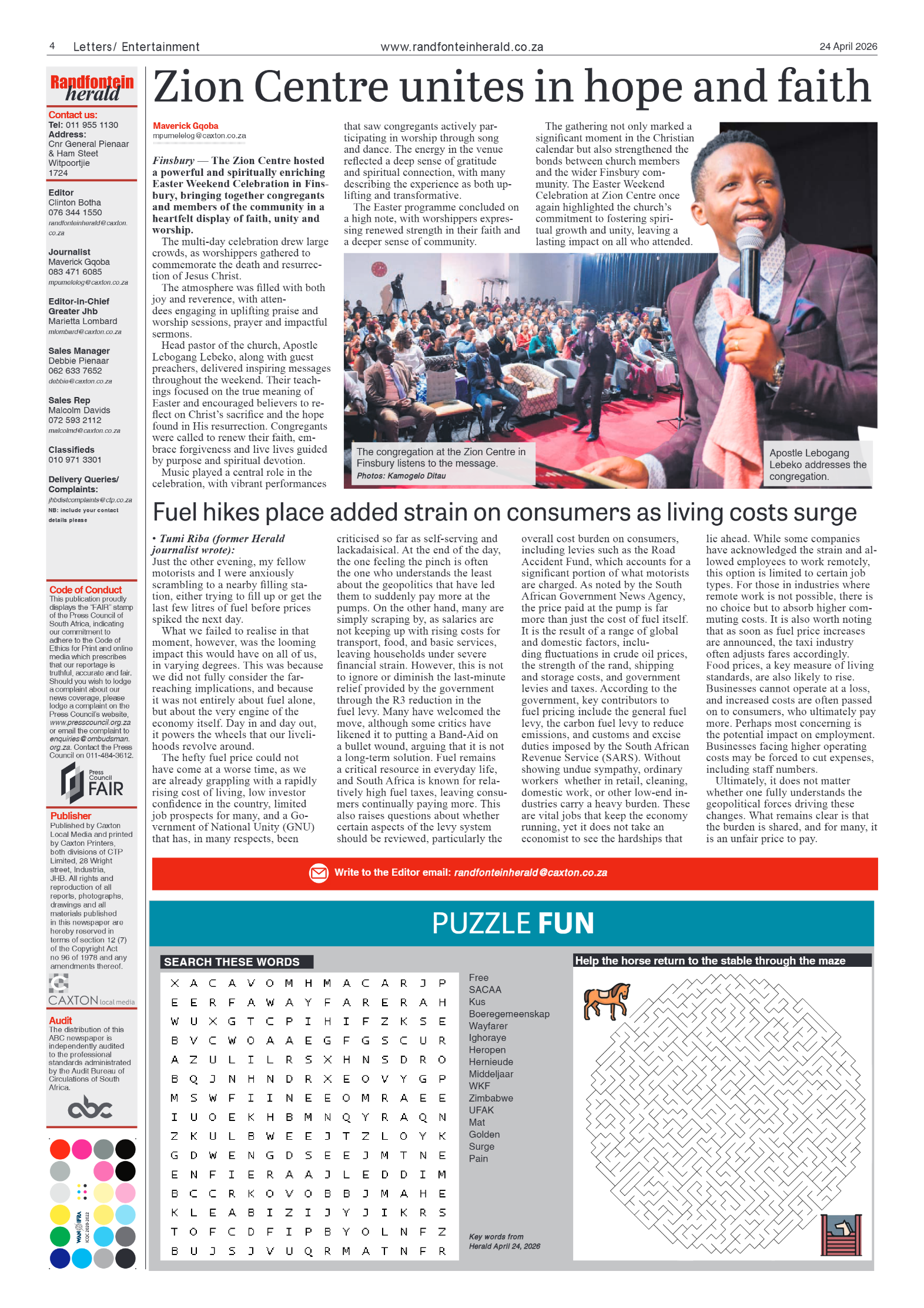 Randfontein Herald 24 April 2026 page 4
