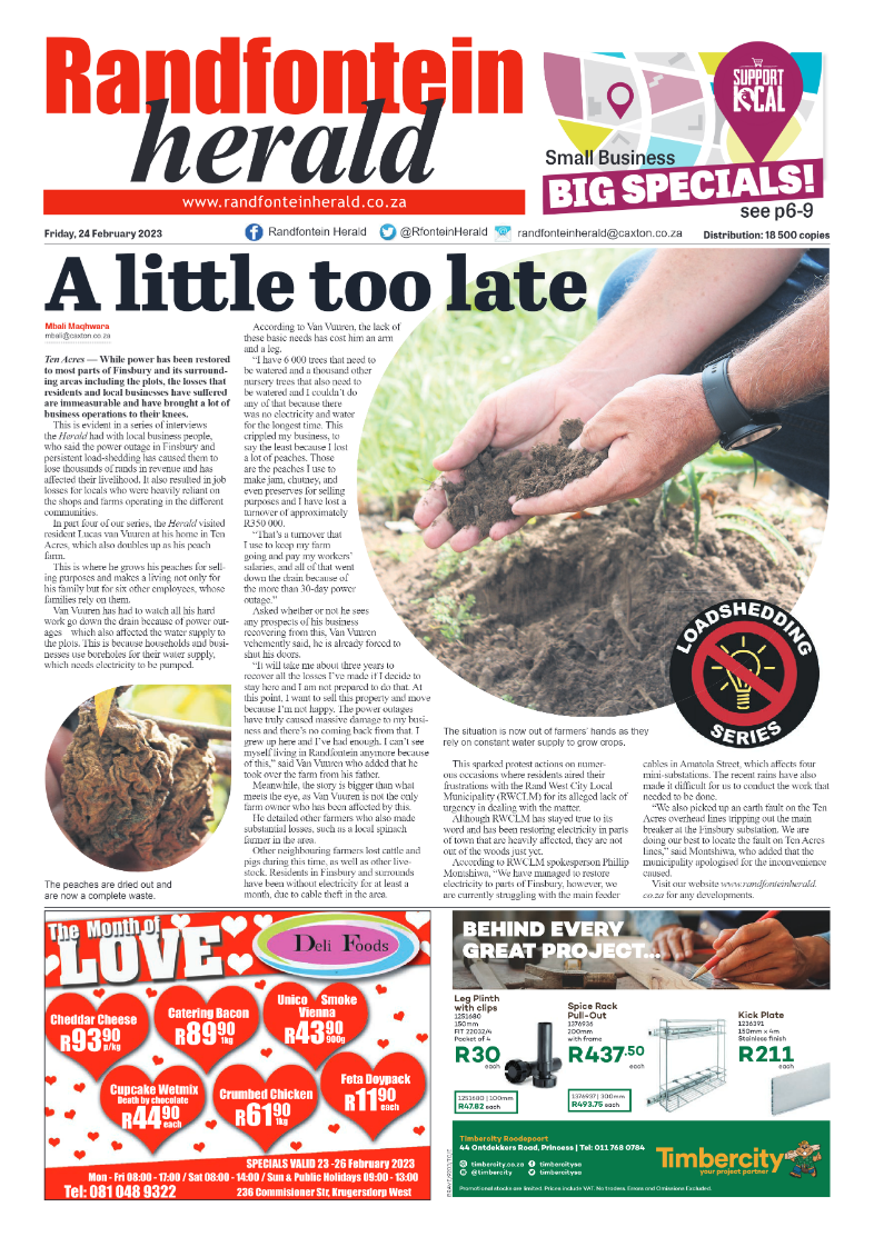 Randfontein Herald 24 February 2023 page 1