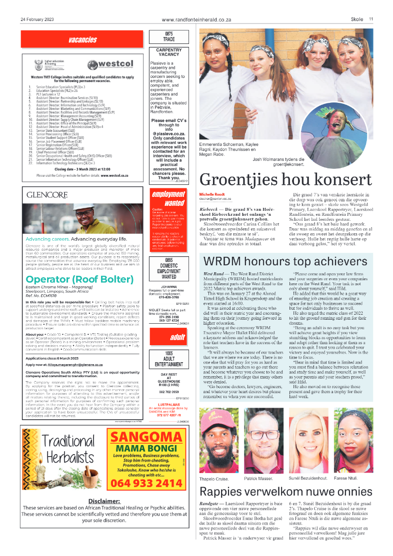 Randfontein Herald 24 February 2023 page 11