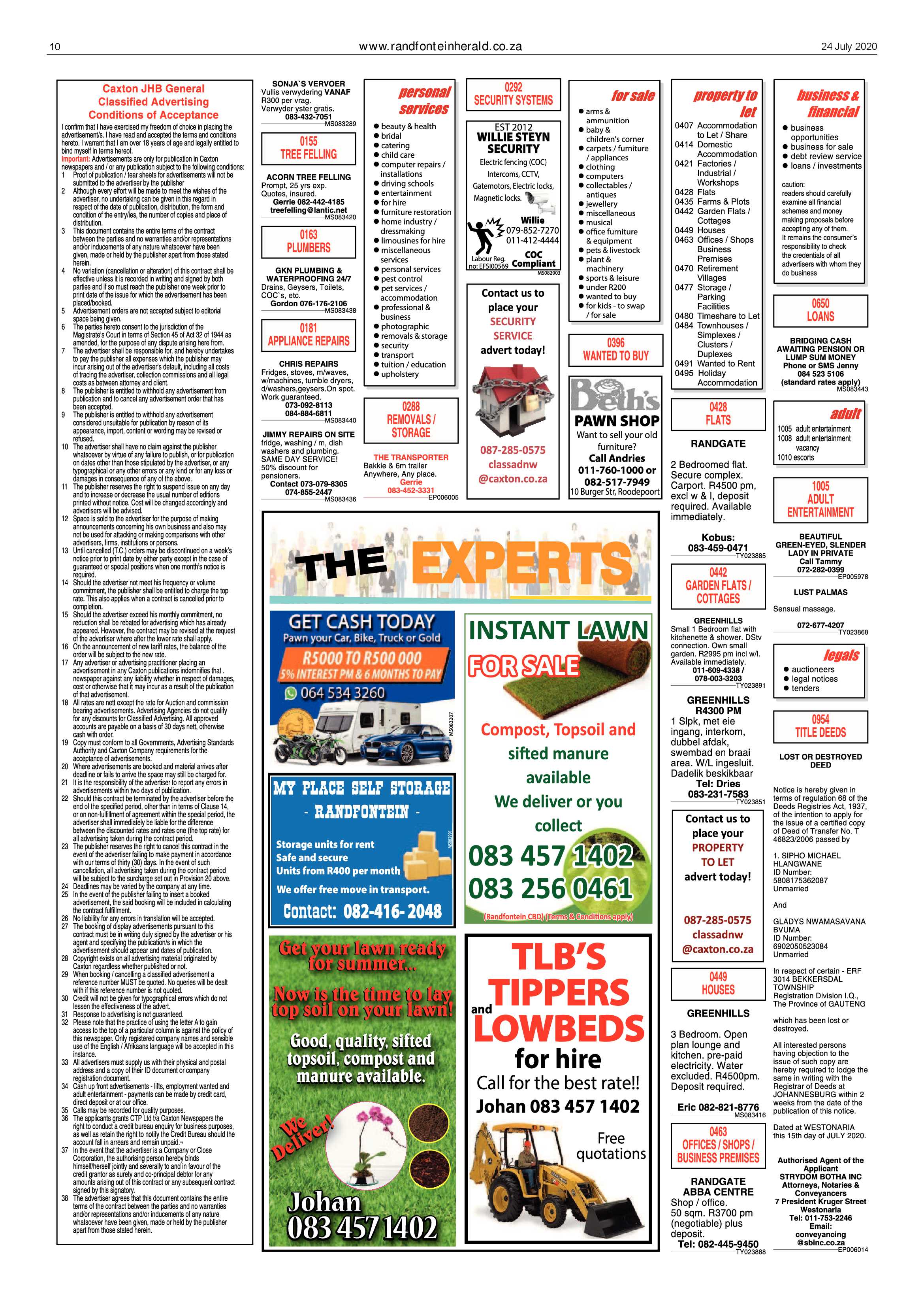 Randfontein Herald 24 July 2020 page 10