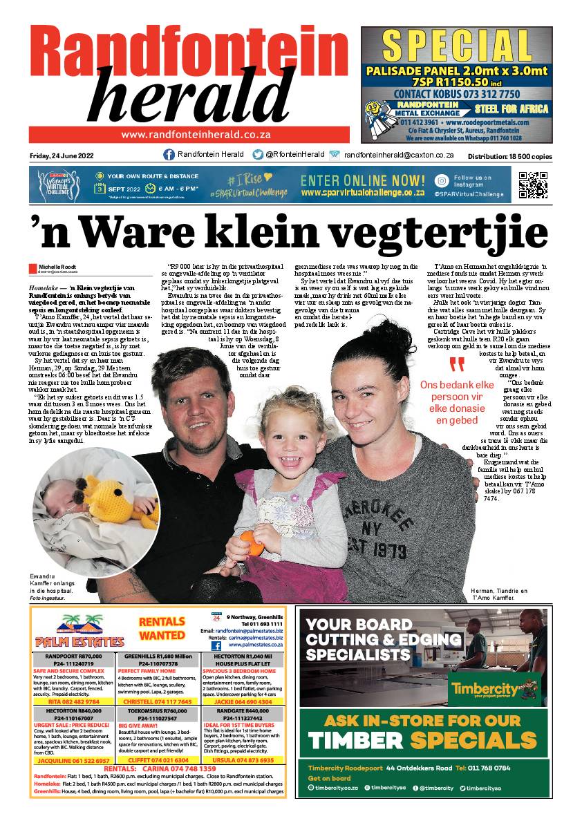 Randfontein Herald 24 June 2022 page 1