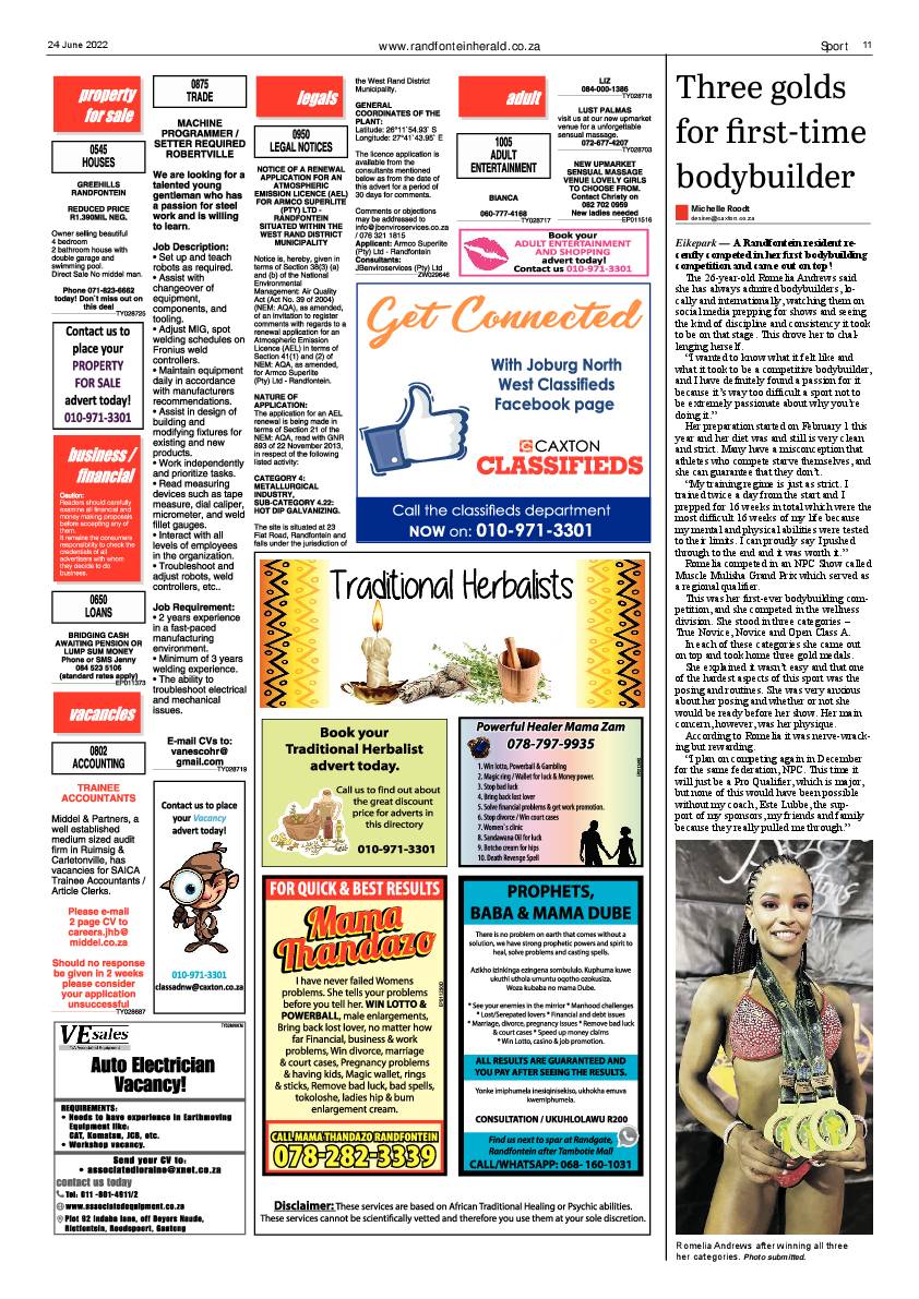 Randfontein Herald 24 June 2022 page 11