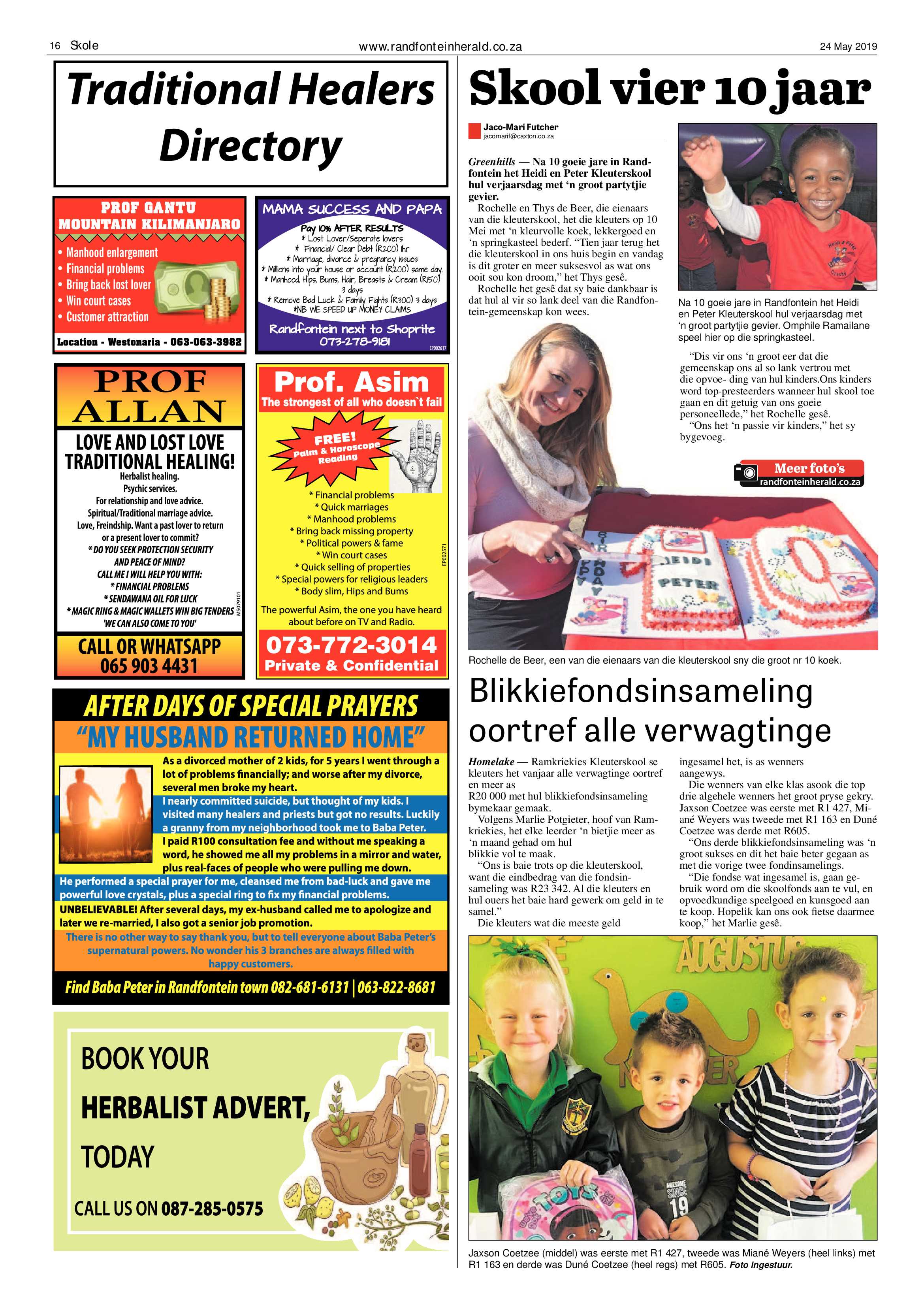 Randfontein Herald 24 May 2019 page 16