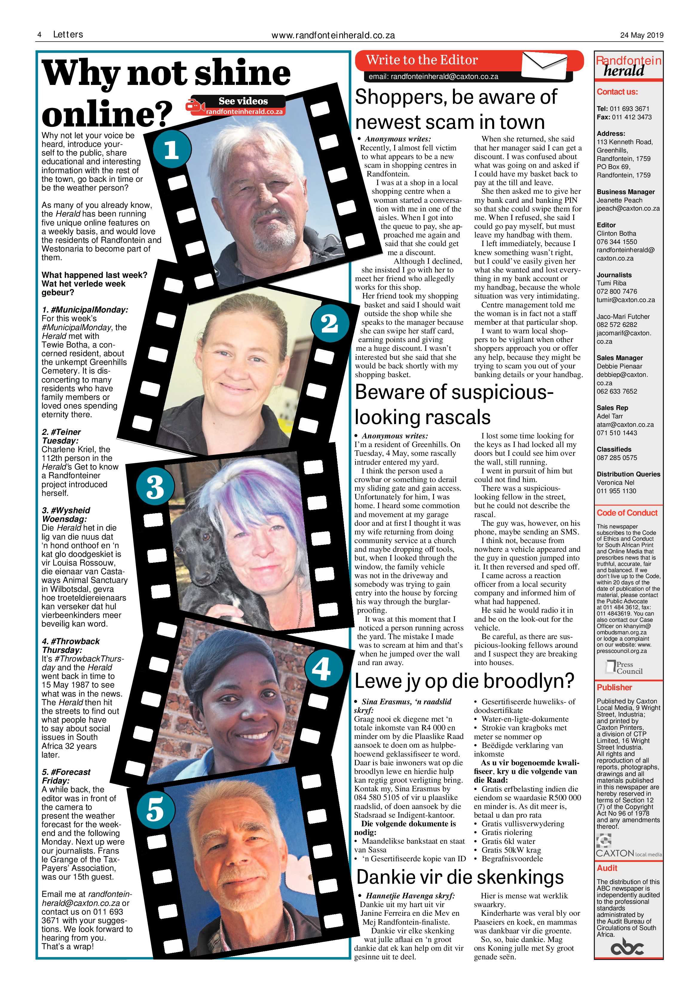 Randfontein Herald 24 May 2019 page 4
