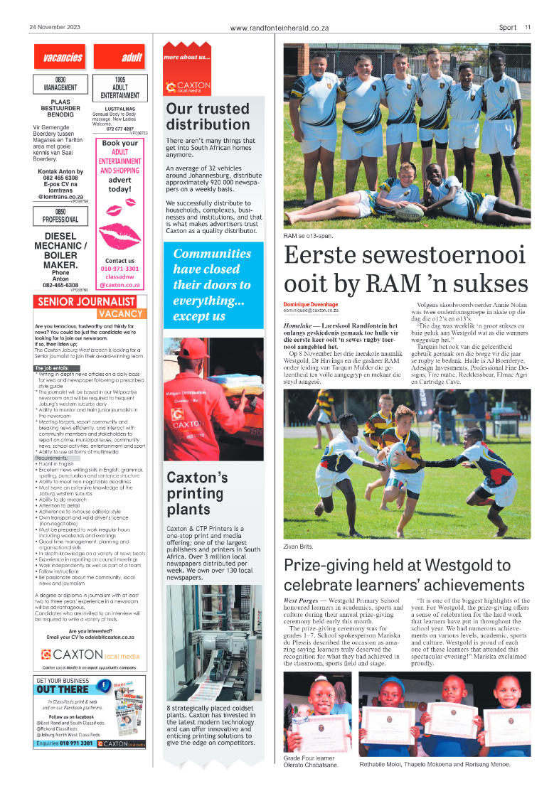 Randfontein Herald 24 November 2023 page 11