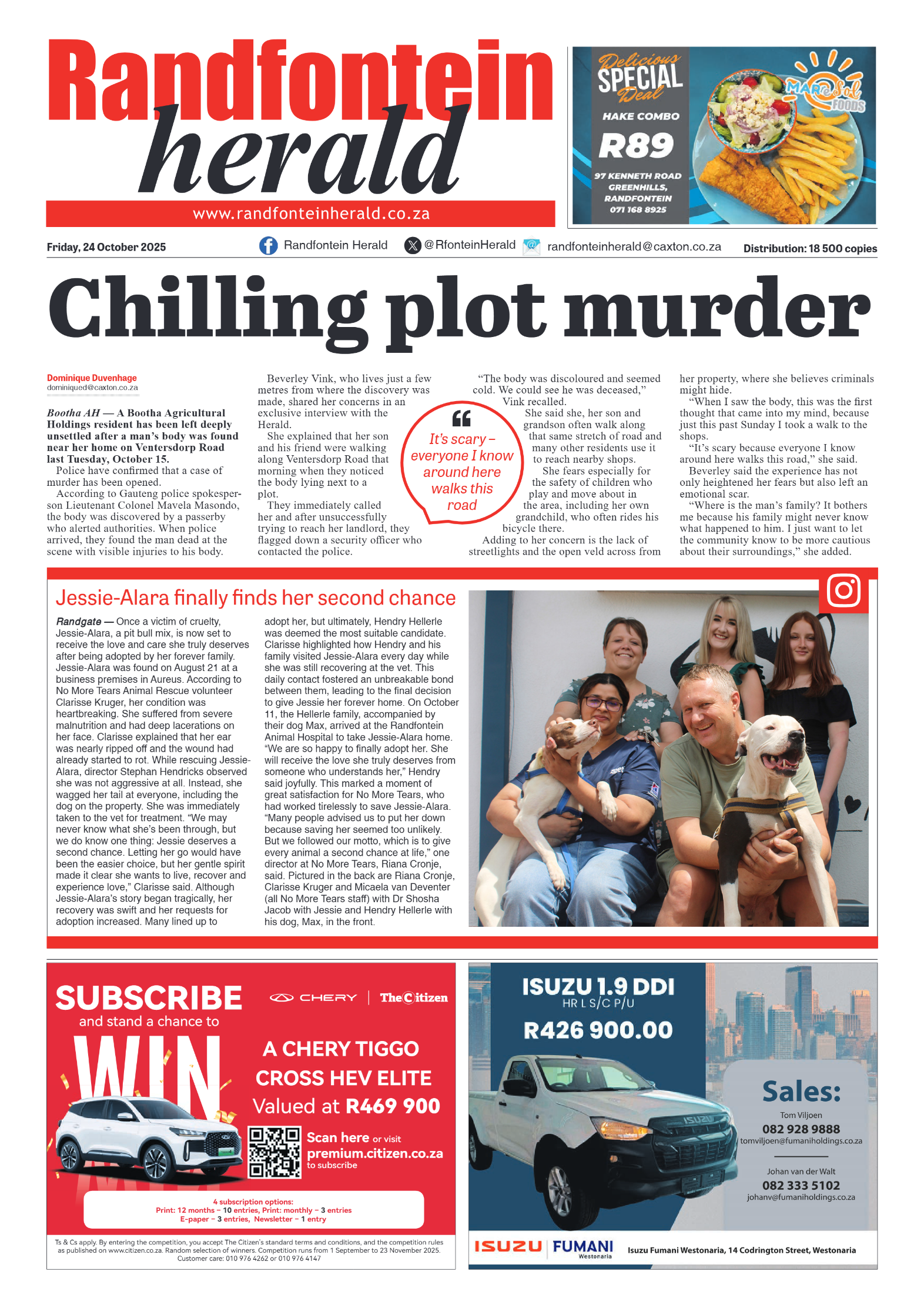 Randfontein Herald 24 October 2025 page 1