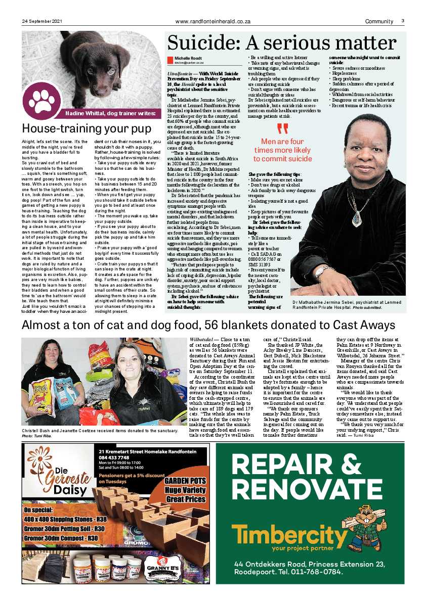 Randfontein Herald 24 September 2021 page 3