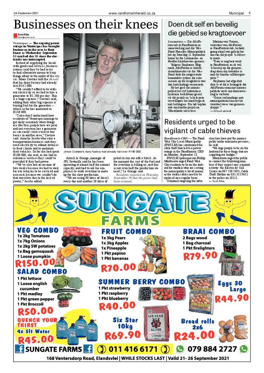 Randfontein Herald 24 September 2021 page 5