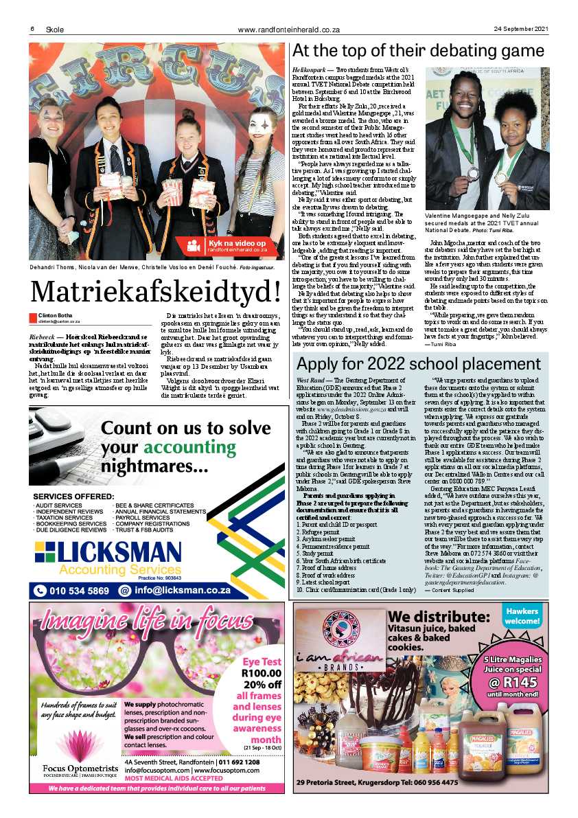 Randfontein Herald 24 September 2021 page 6