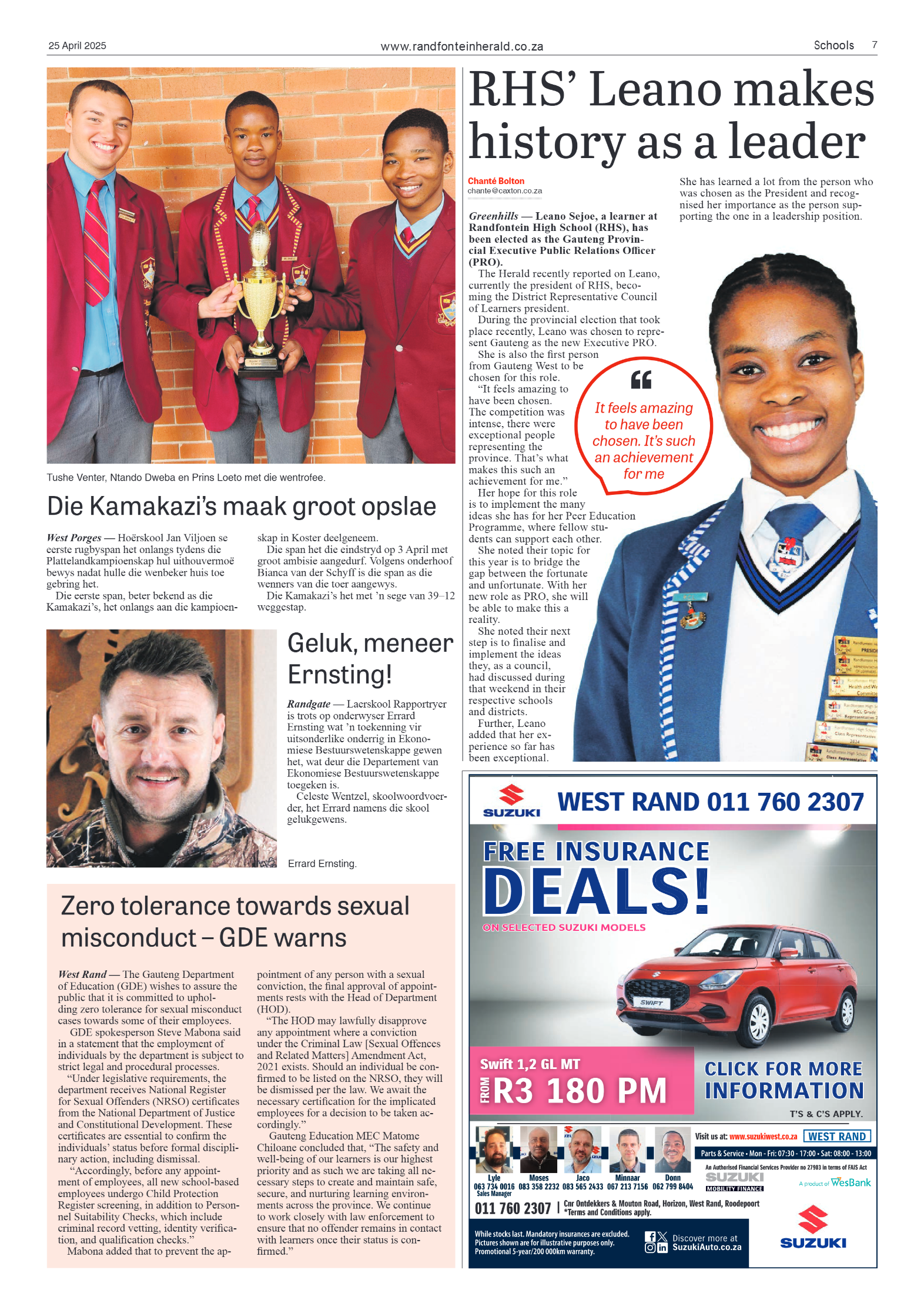 Randfontein Herald 25 April 2025 page 7