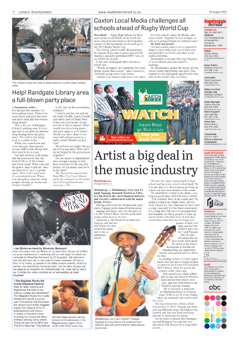 Randfontein Herald 25 August 2023 page 4