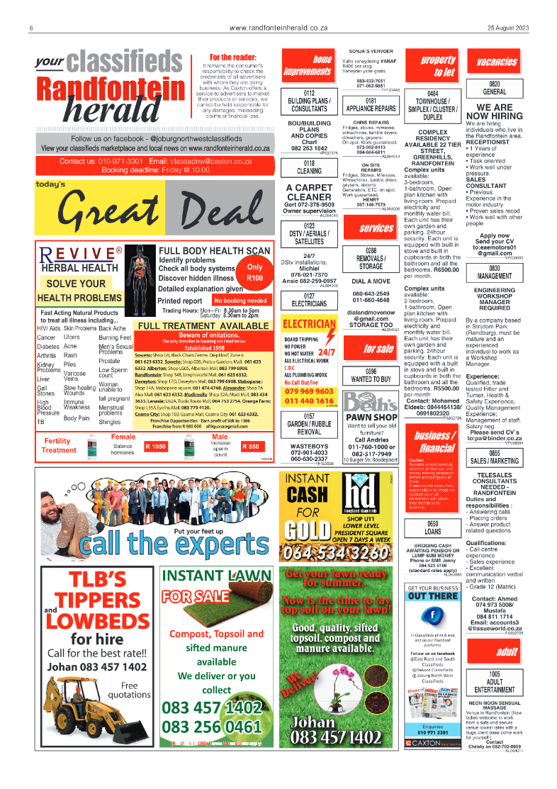 Randfontein Herald 25 August 2023 page 6