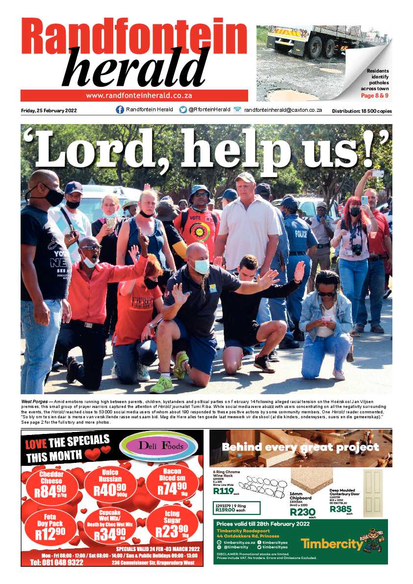 Randfotnein Herald 25 February 2022 page 1