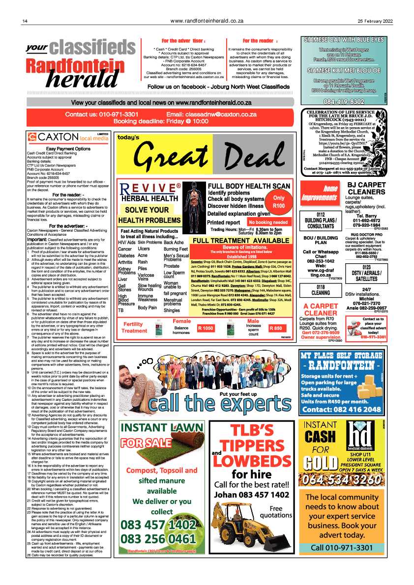 Randfotnein Herald 25 February 2022 page 14
