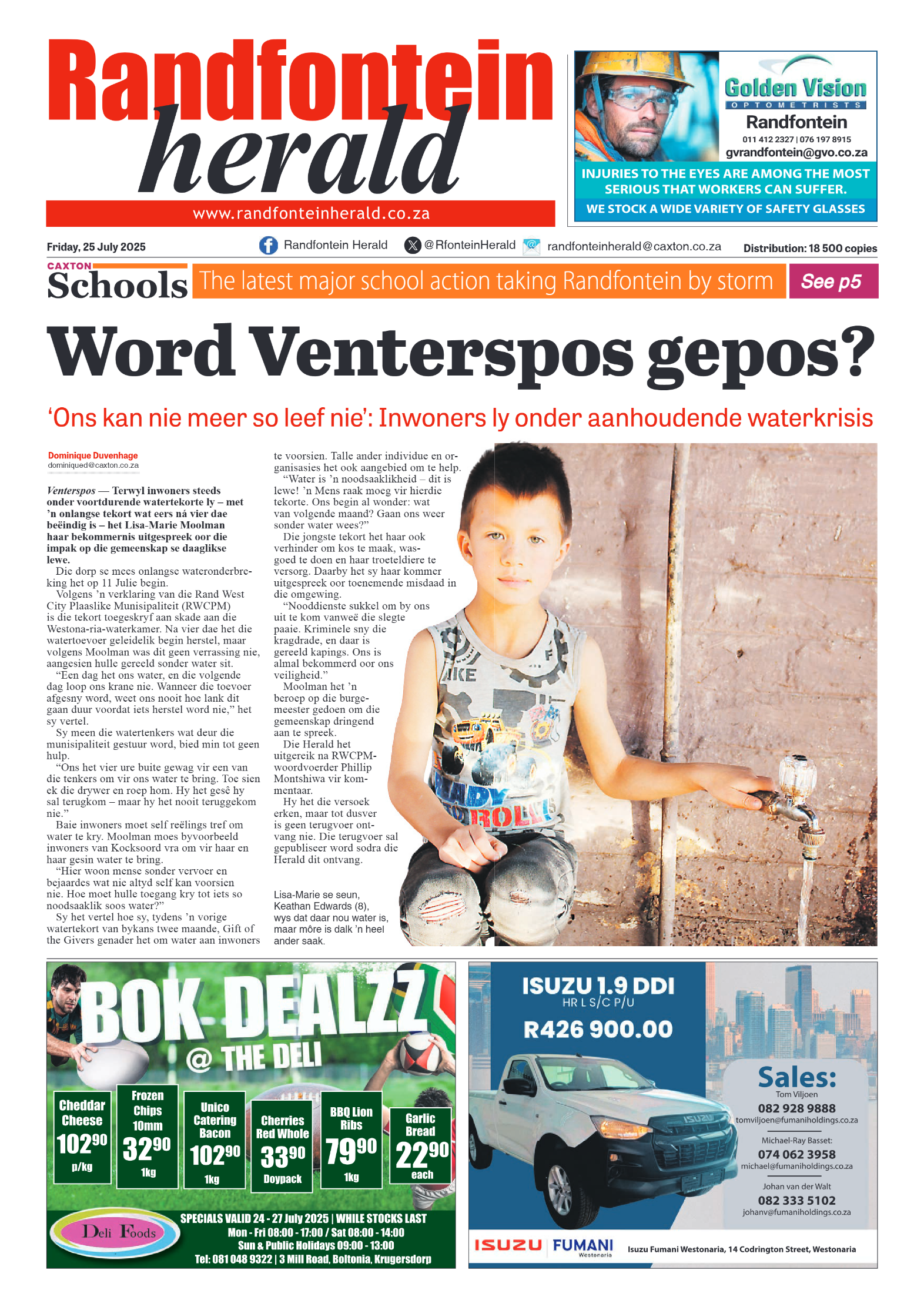 Randfontein Herald 25 July 2025 page 1
