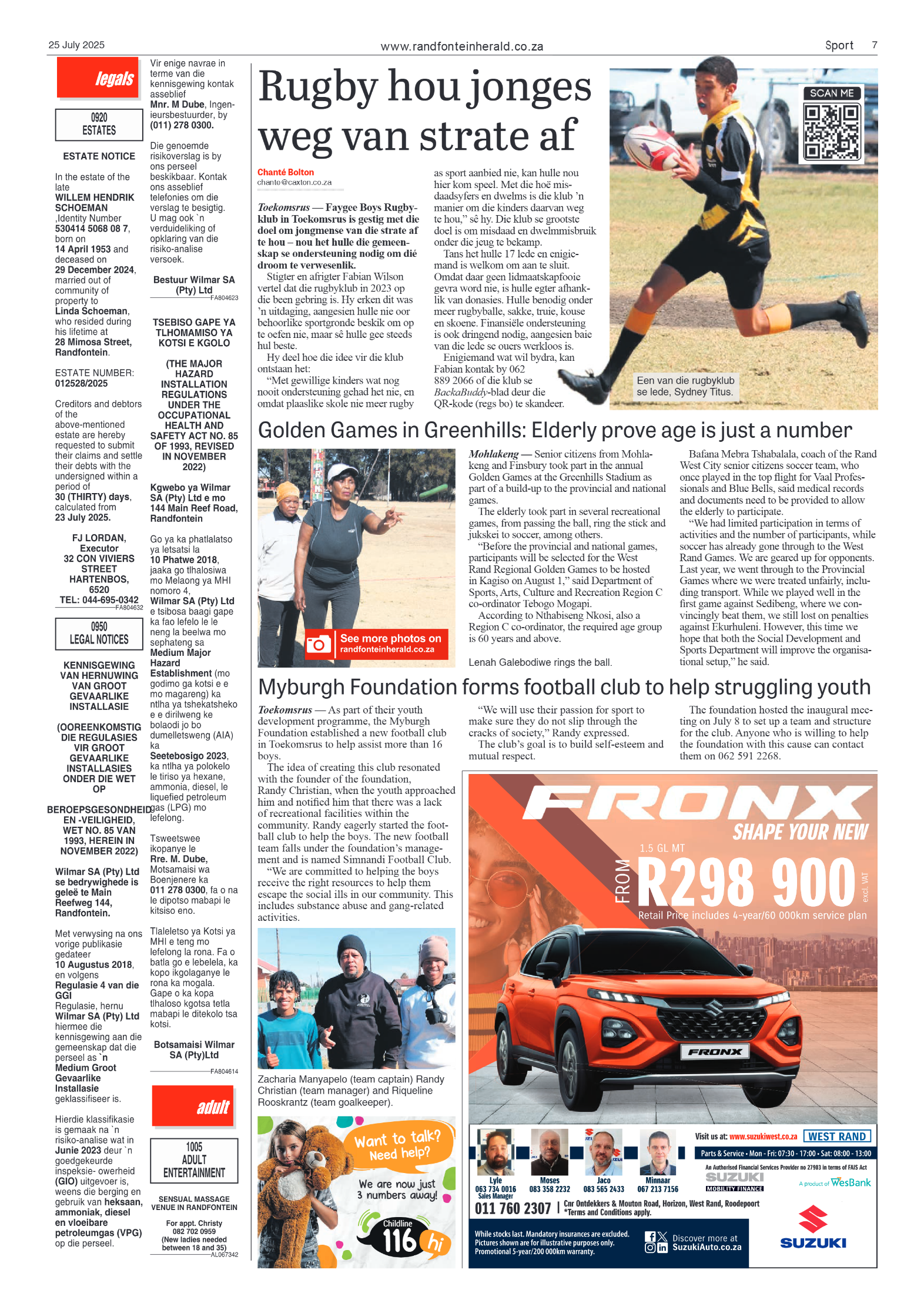 Randfontein Herald 25 July 2025 page 7