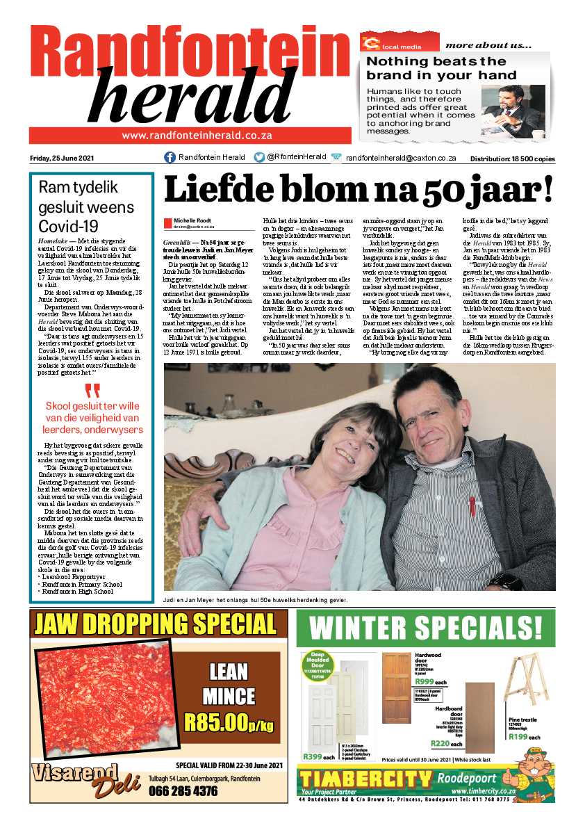 Randfontein Herald 25 June 2021 page 1