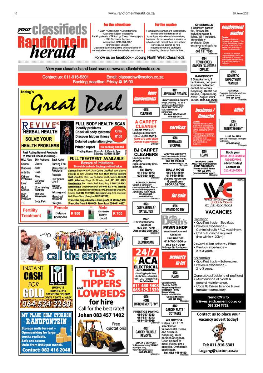Randfontein Herald 25 June 2021 page 10