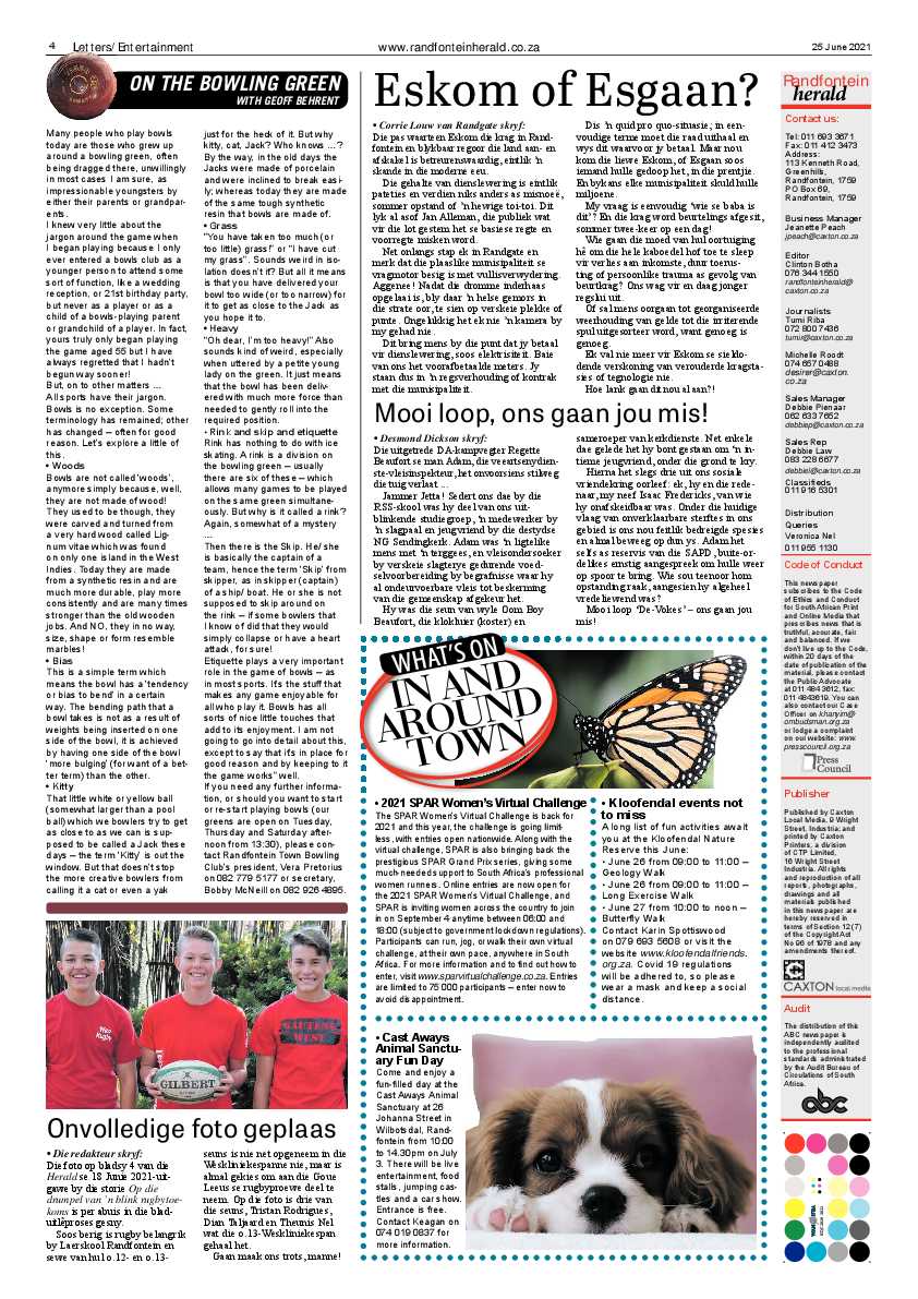 Randfontein Herald 25 June 2021 page 4