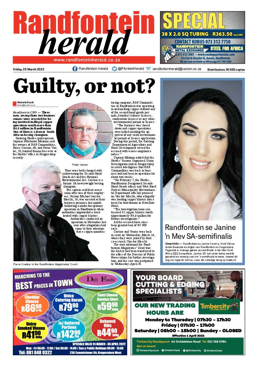 Randfontein Herald 25 March 2022 page 1