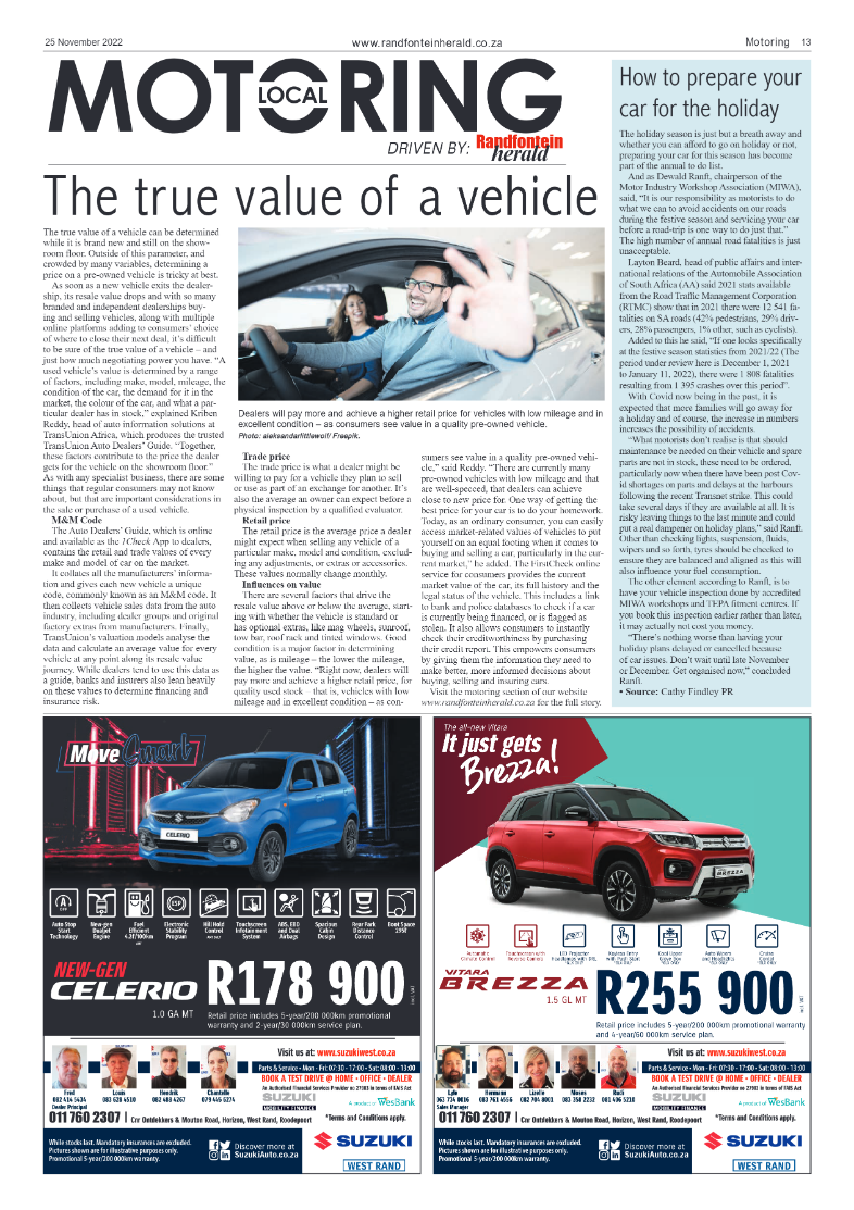 Randfontein Herald 25 November 2022 page 13