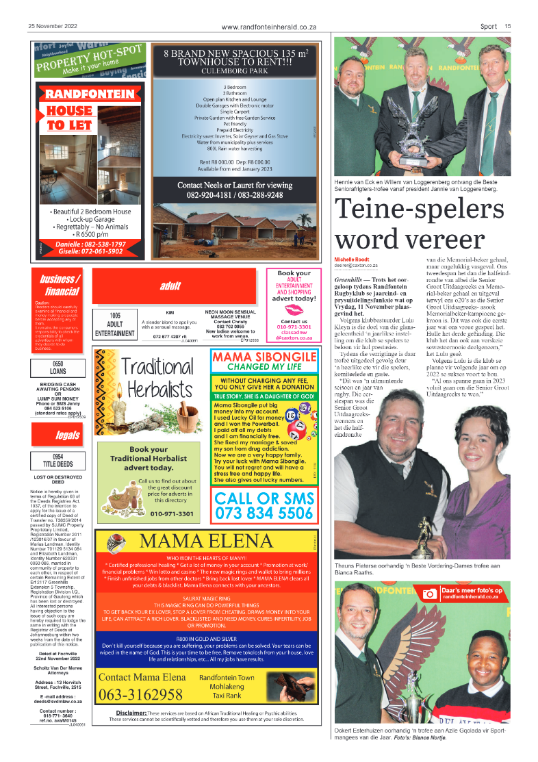 Randfontein Herald 25 November 2022 page 15