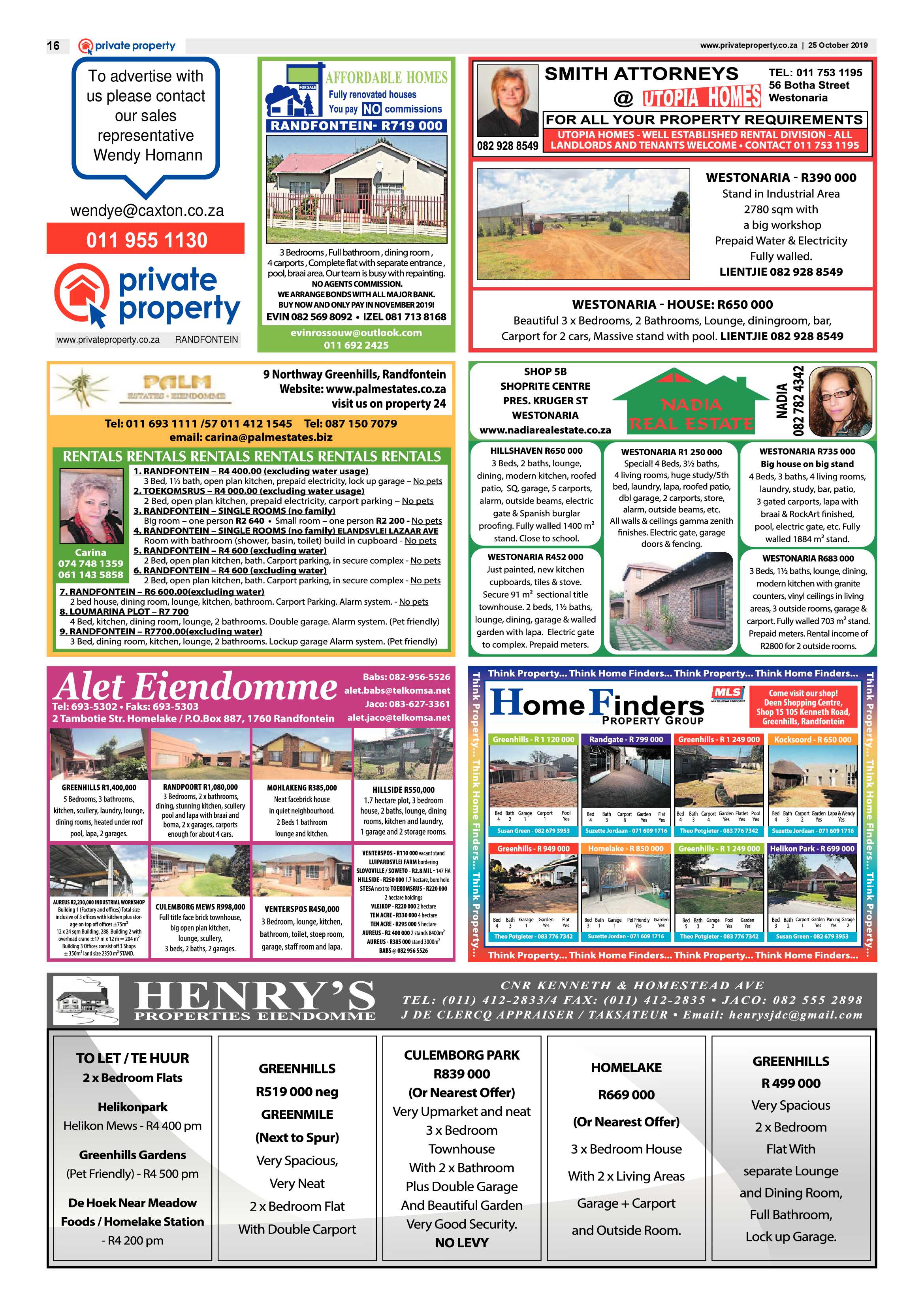 Randfontein Herald 25 October 2019 page 16