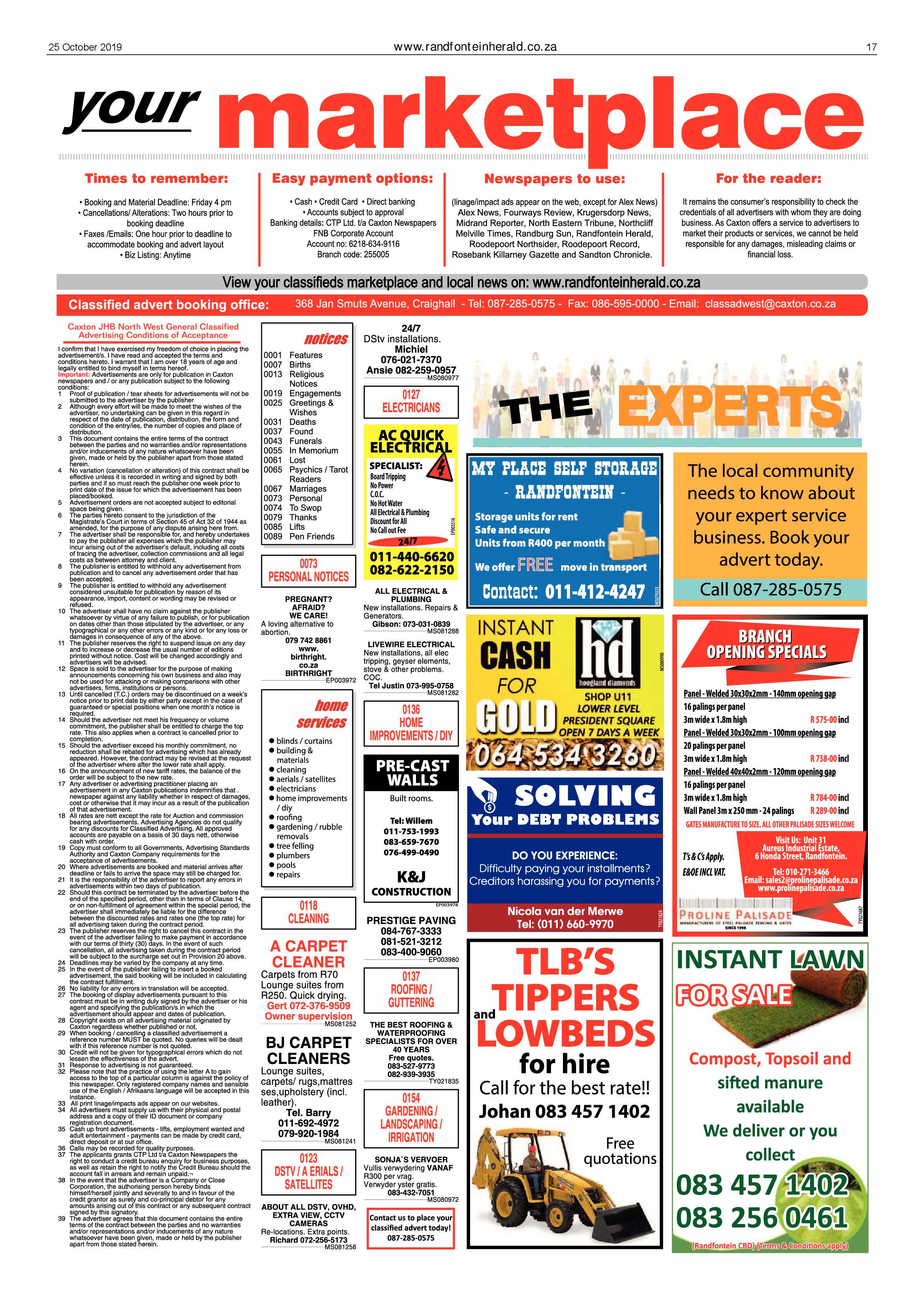 Randfontein Herald 25 October 2019 page 17