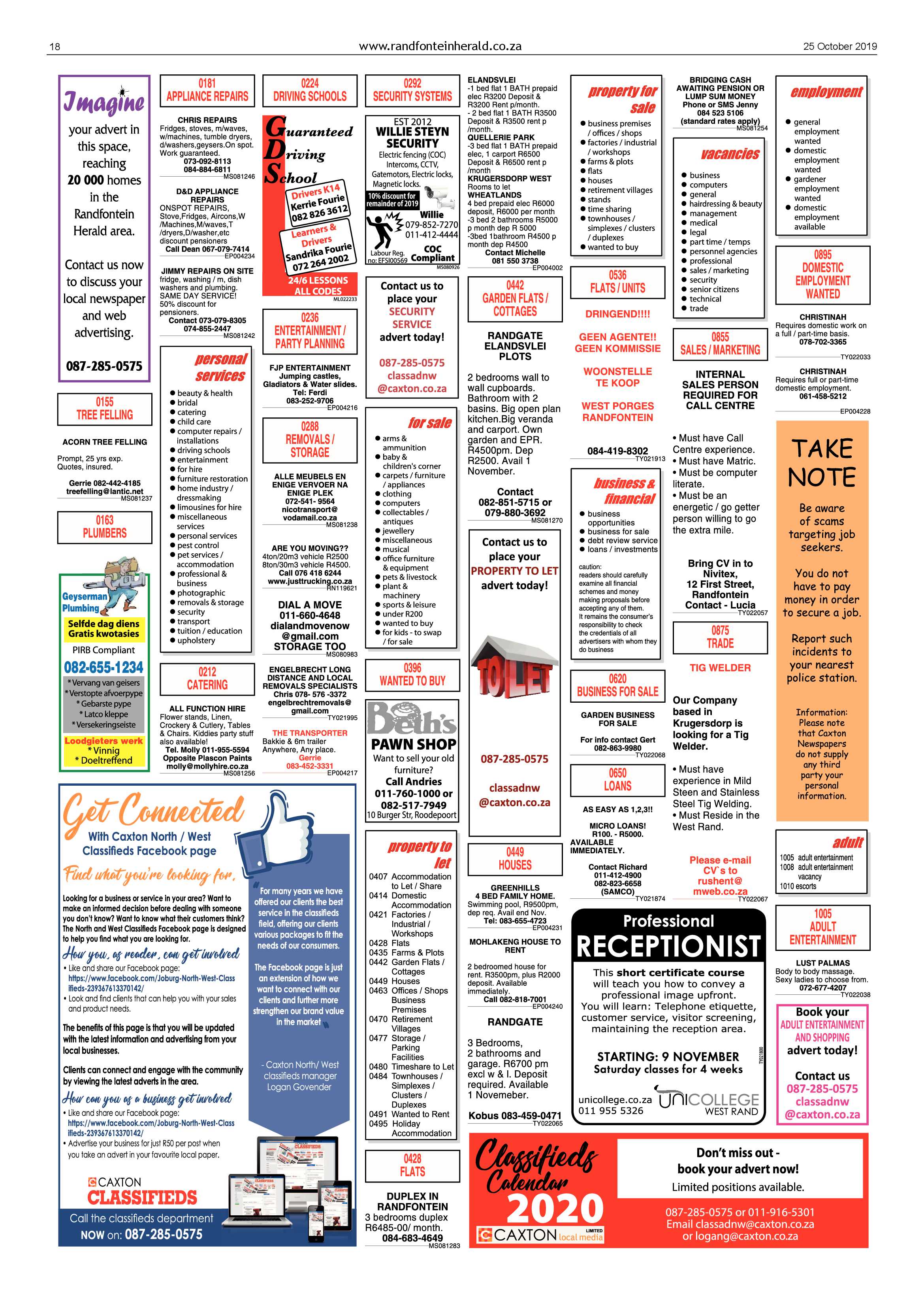 Randfontein Herald 25 October 2019 page 18