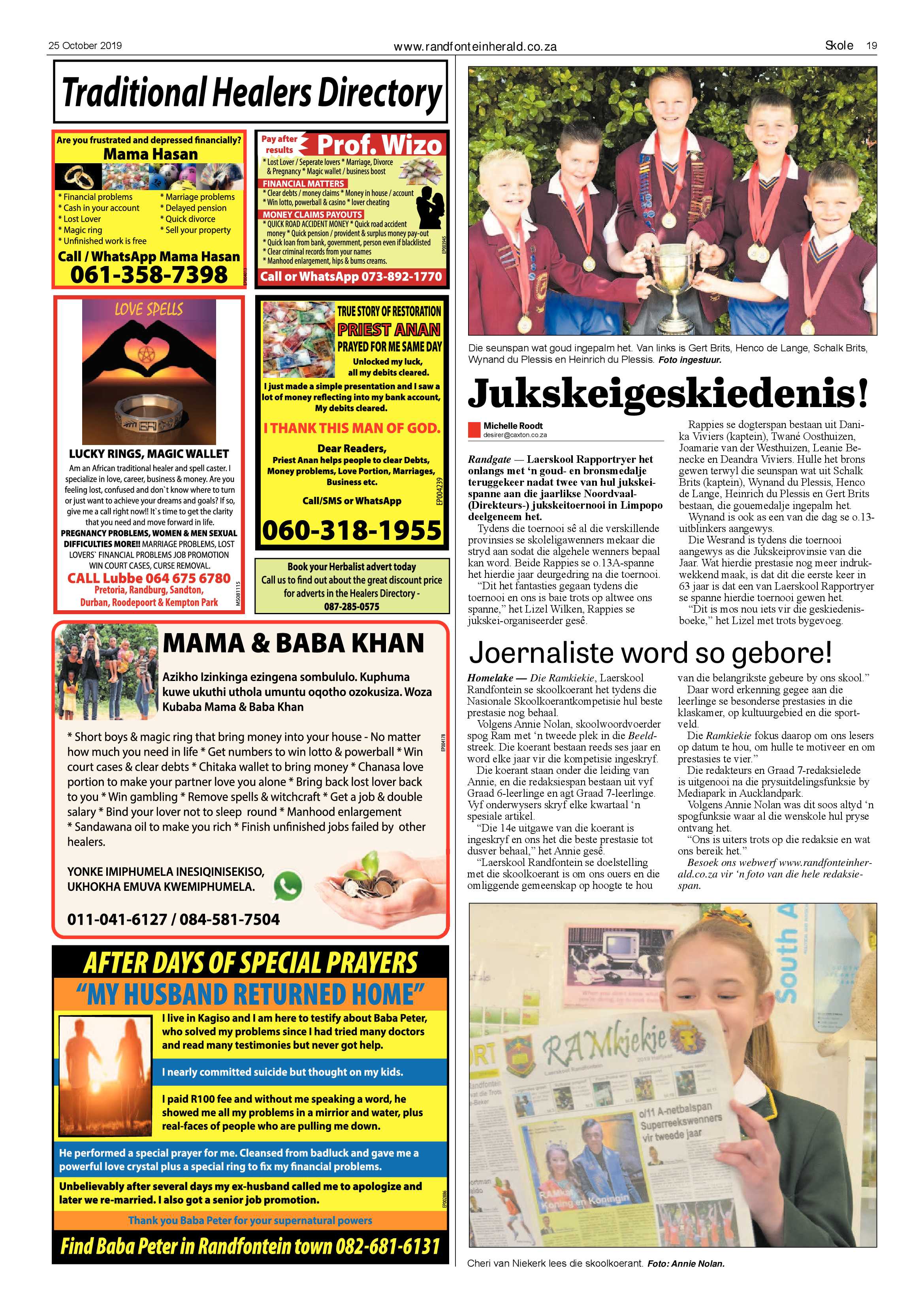 Randfontein Herald 25 October 2019 page 19