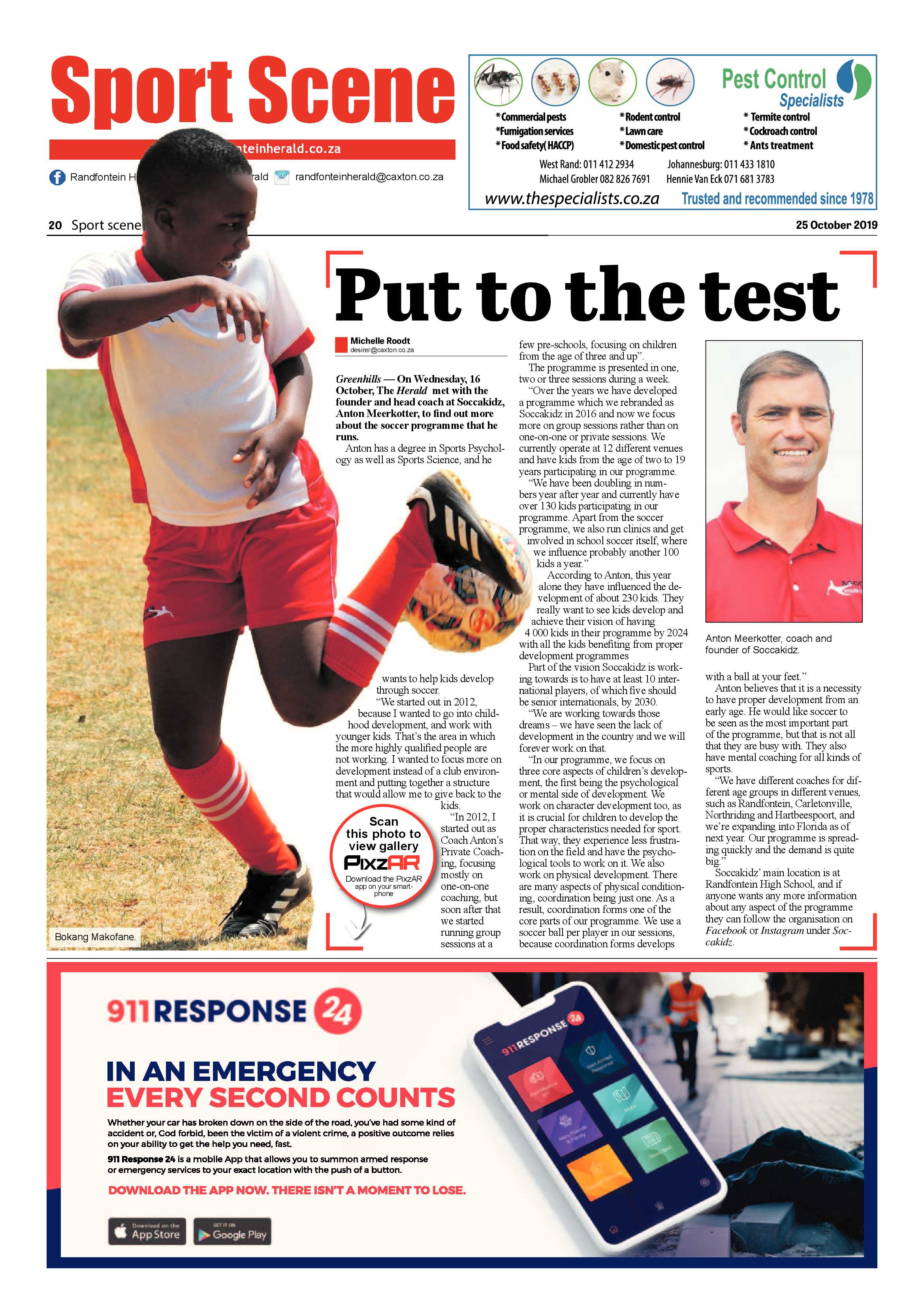 Randfontein Herald 25 October 2019 page 20