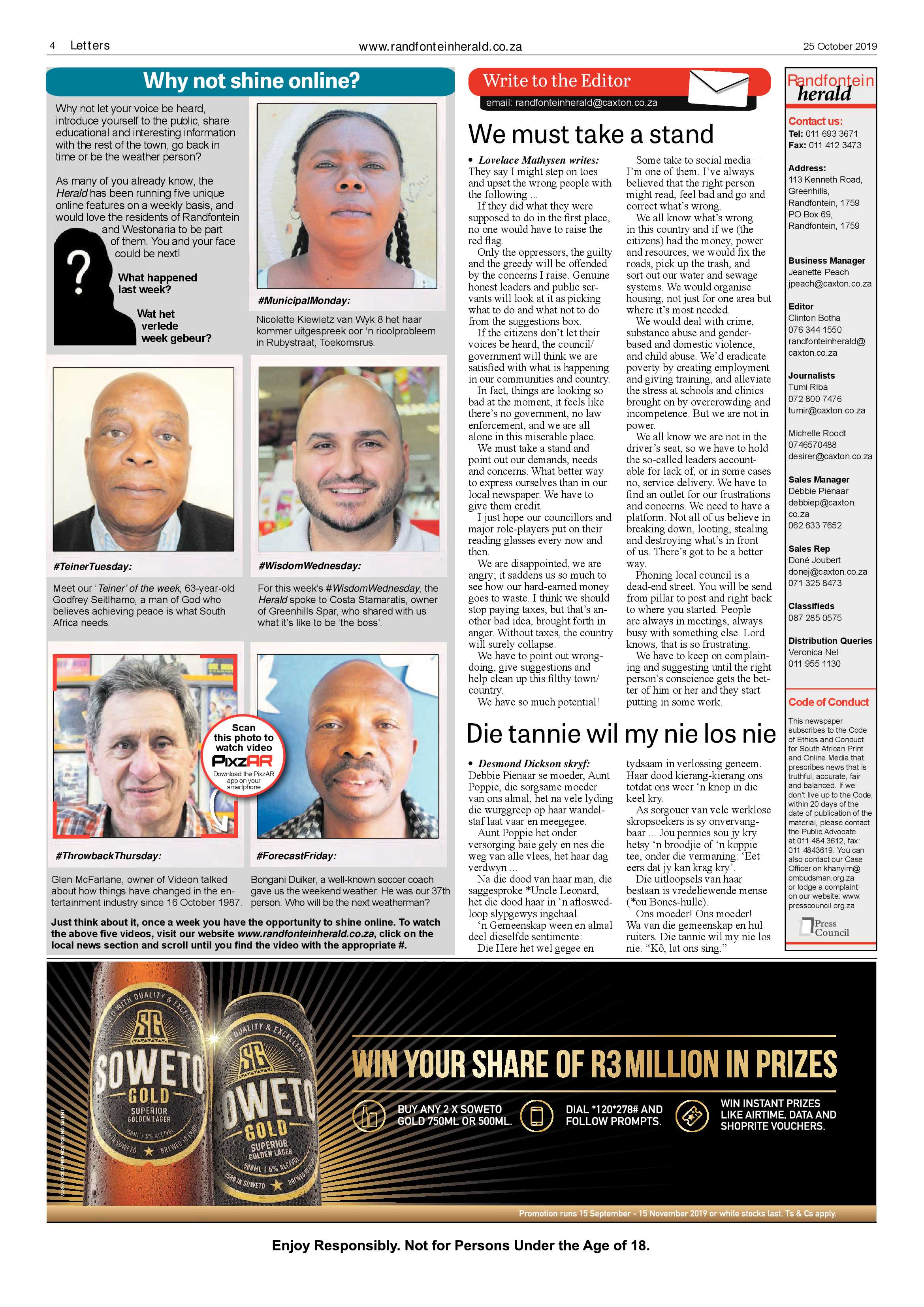 Randfontein Herald 25 October 2019 page 4