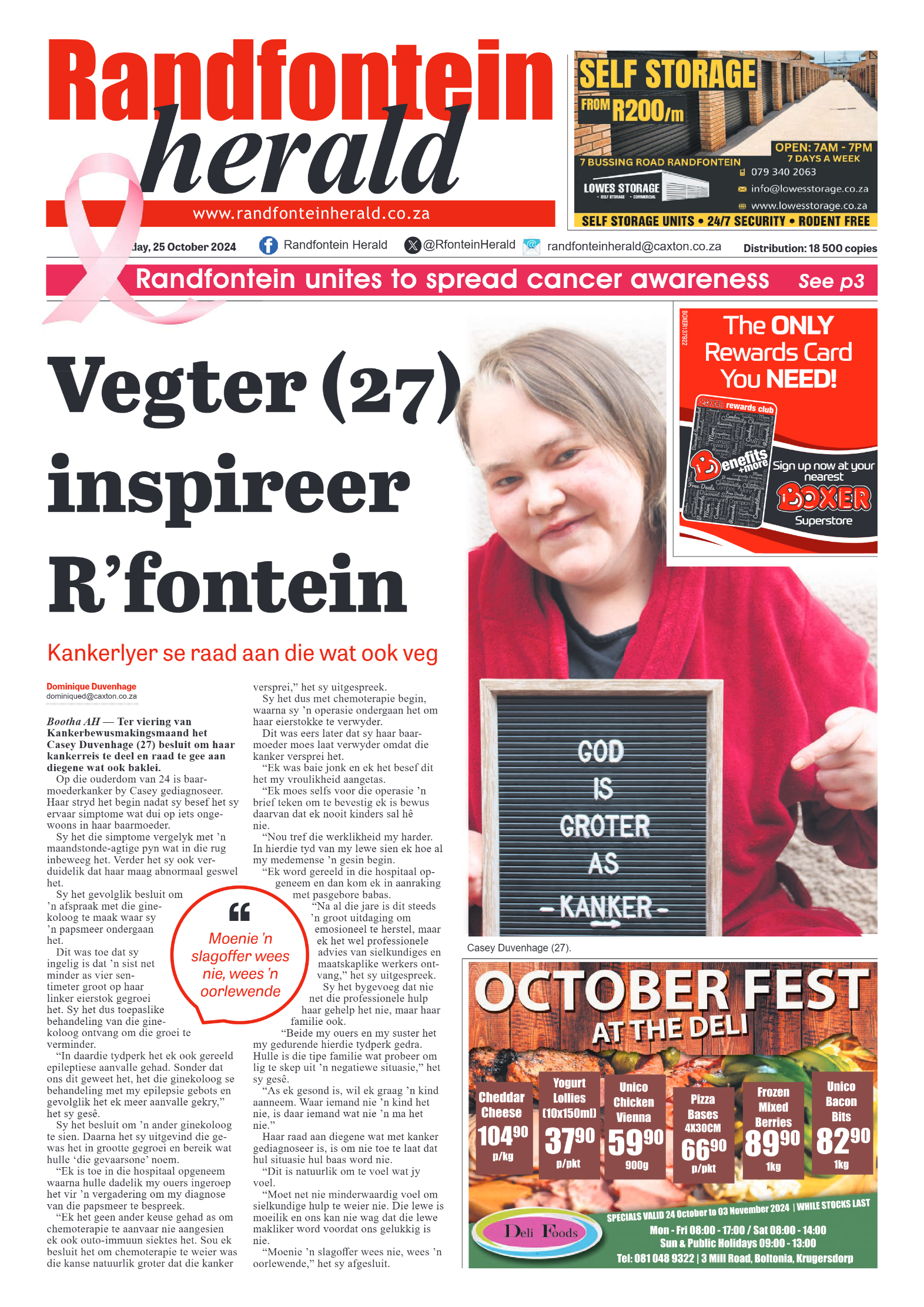 Randfontein Herald 25 October 2024 page 1