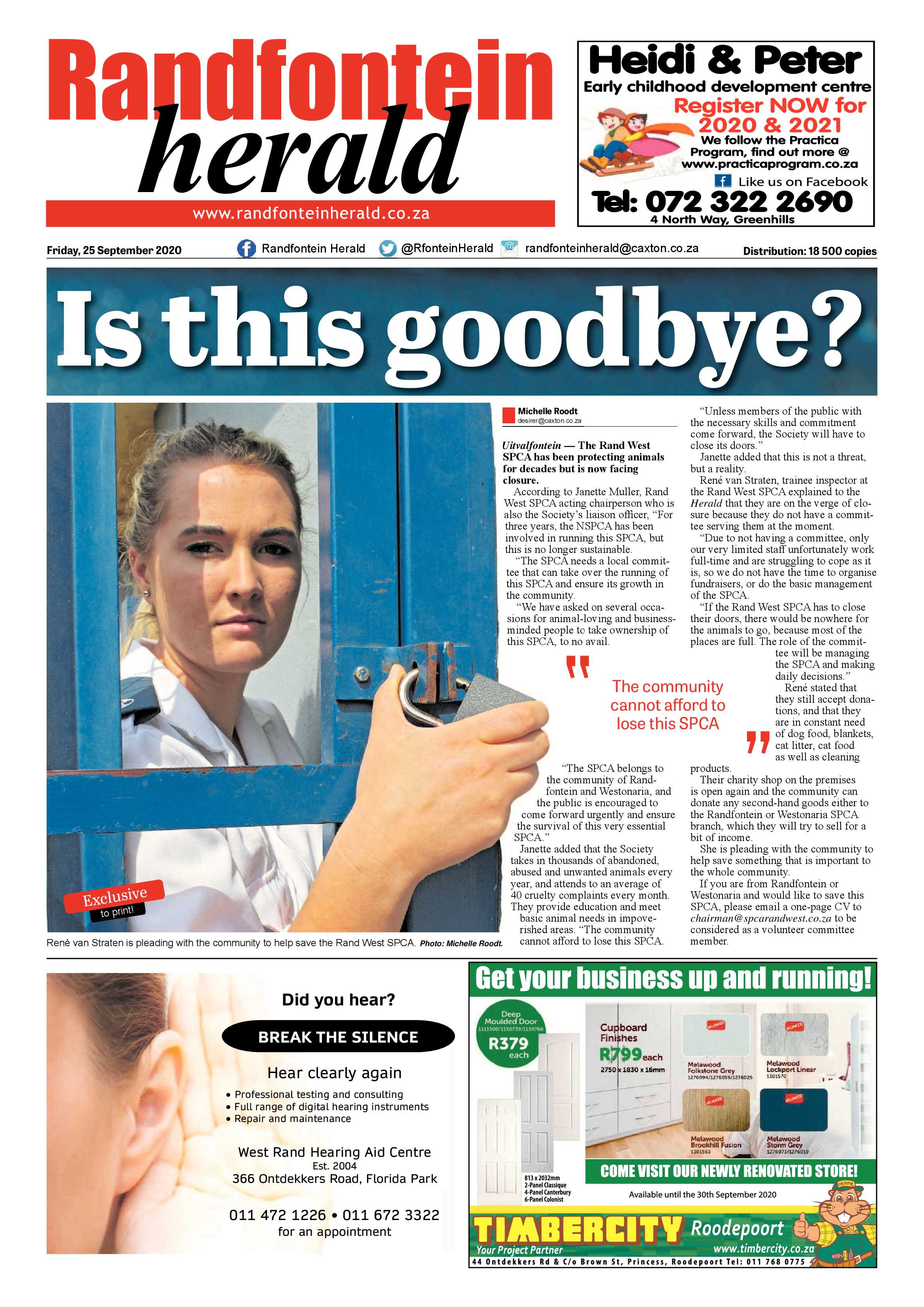 Randfontein Herald 25 September 2020 page 1