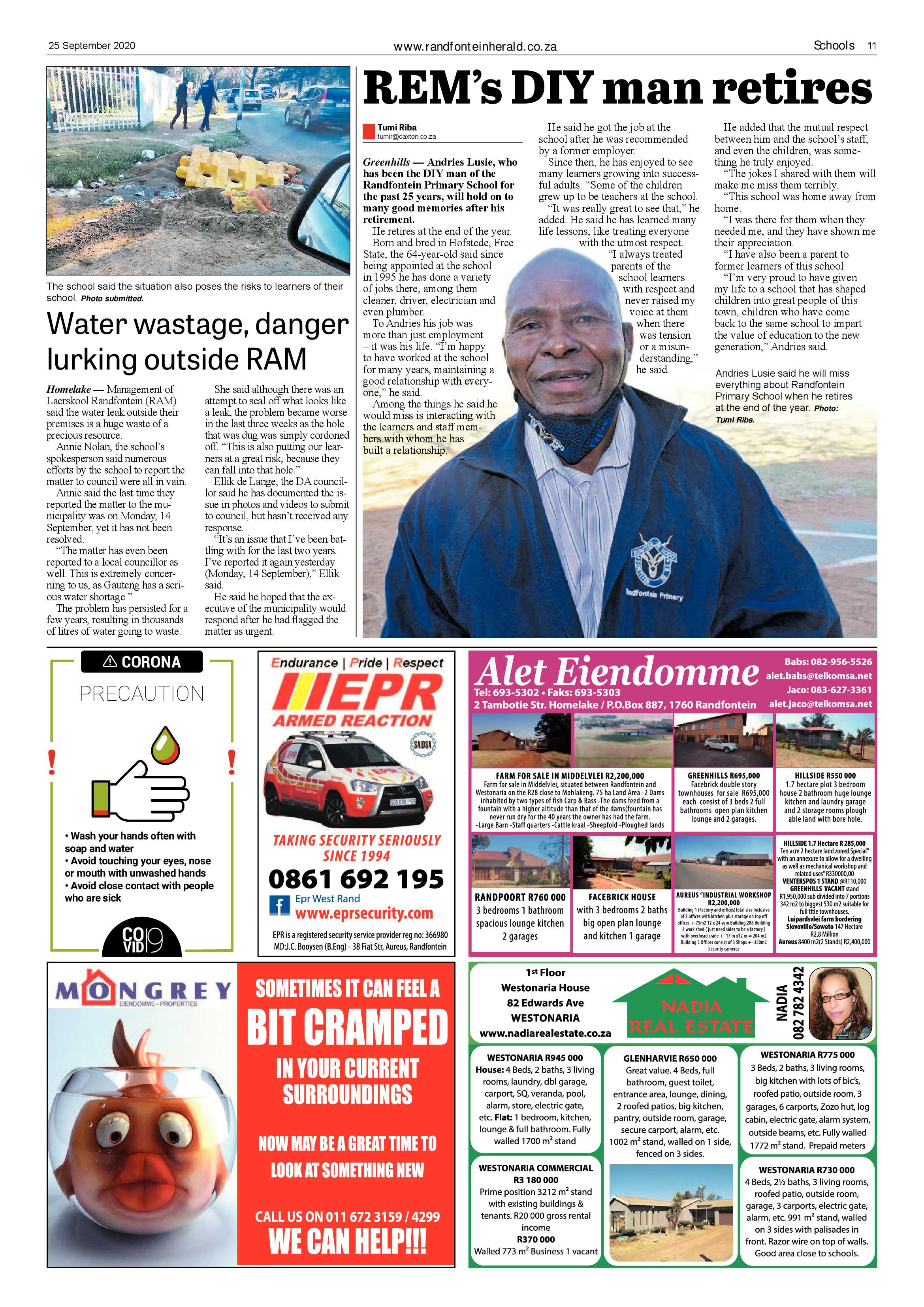 Randfontein Herald 25 September 2020 page 11