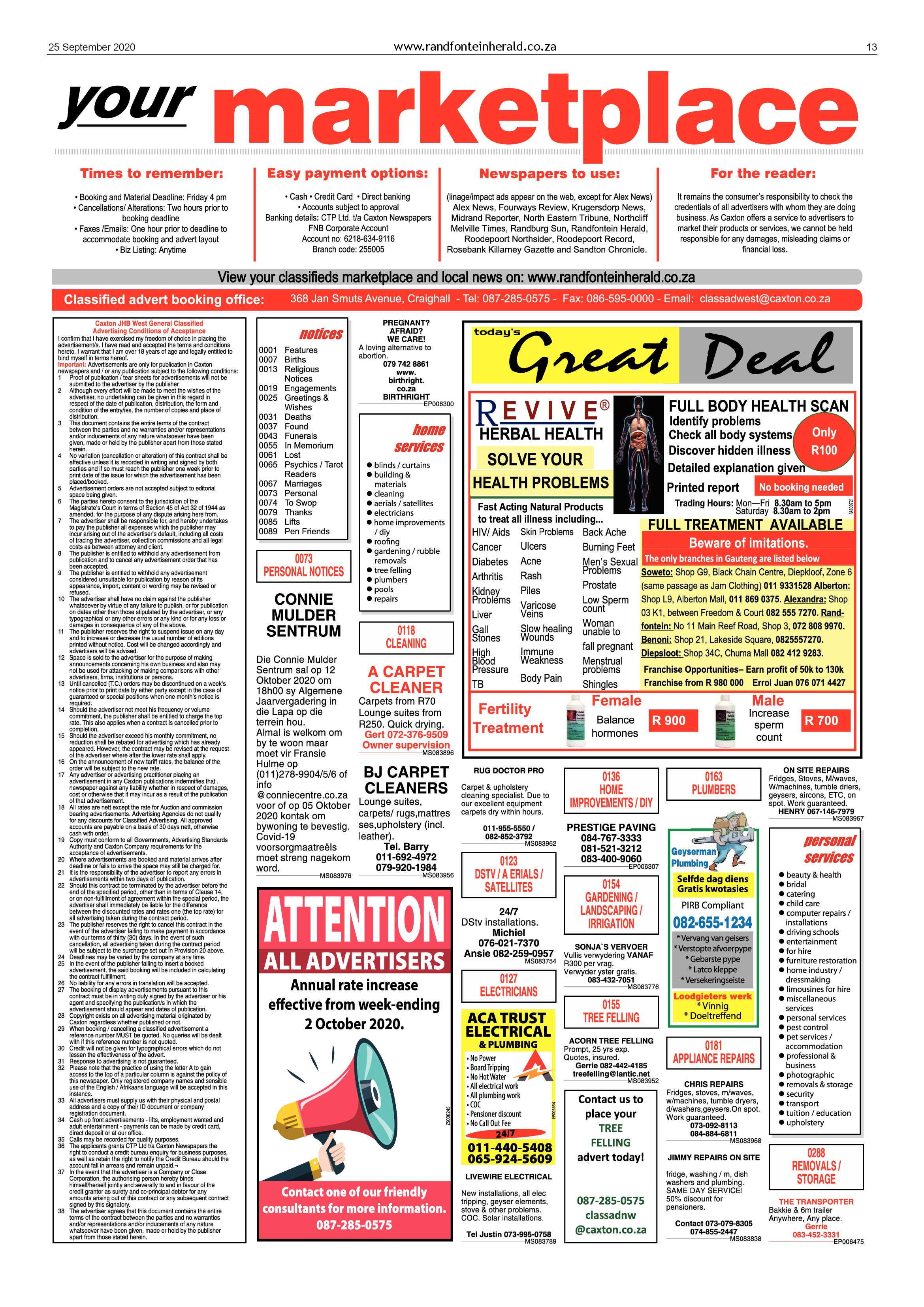 Randfontein Herald 25 September 2020 page 13