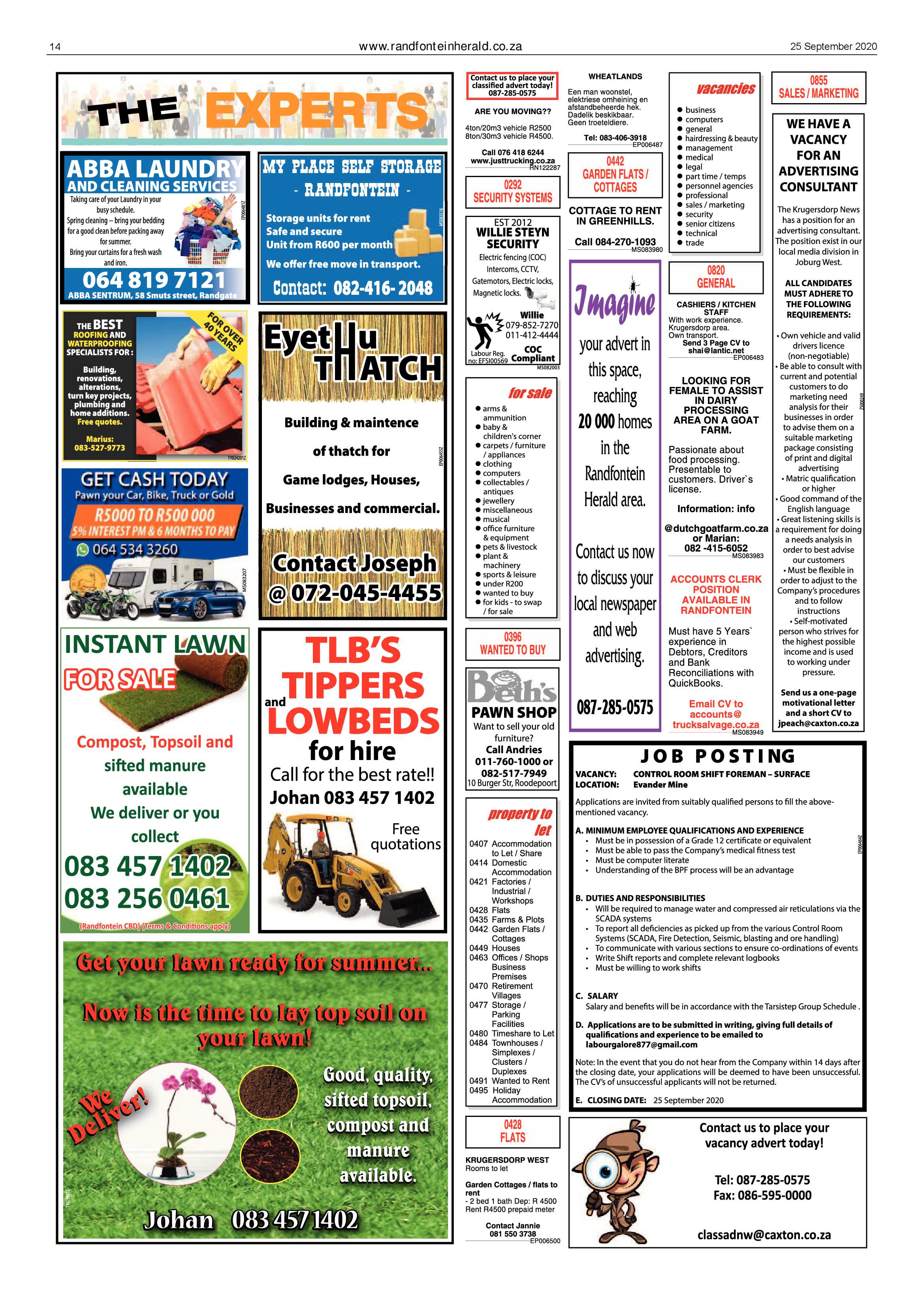 Randfontein Herald 25 September 2020 page 14
