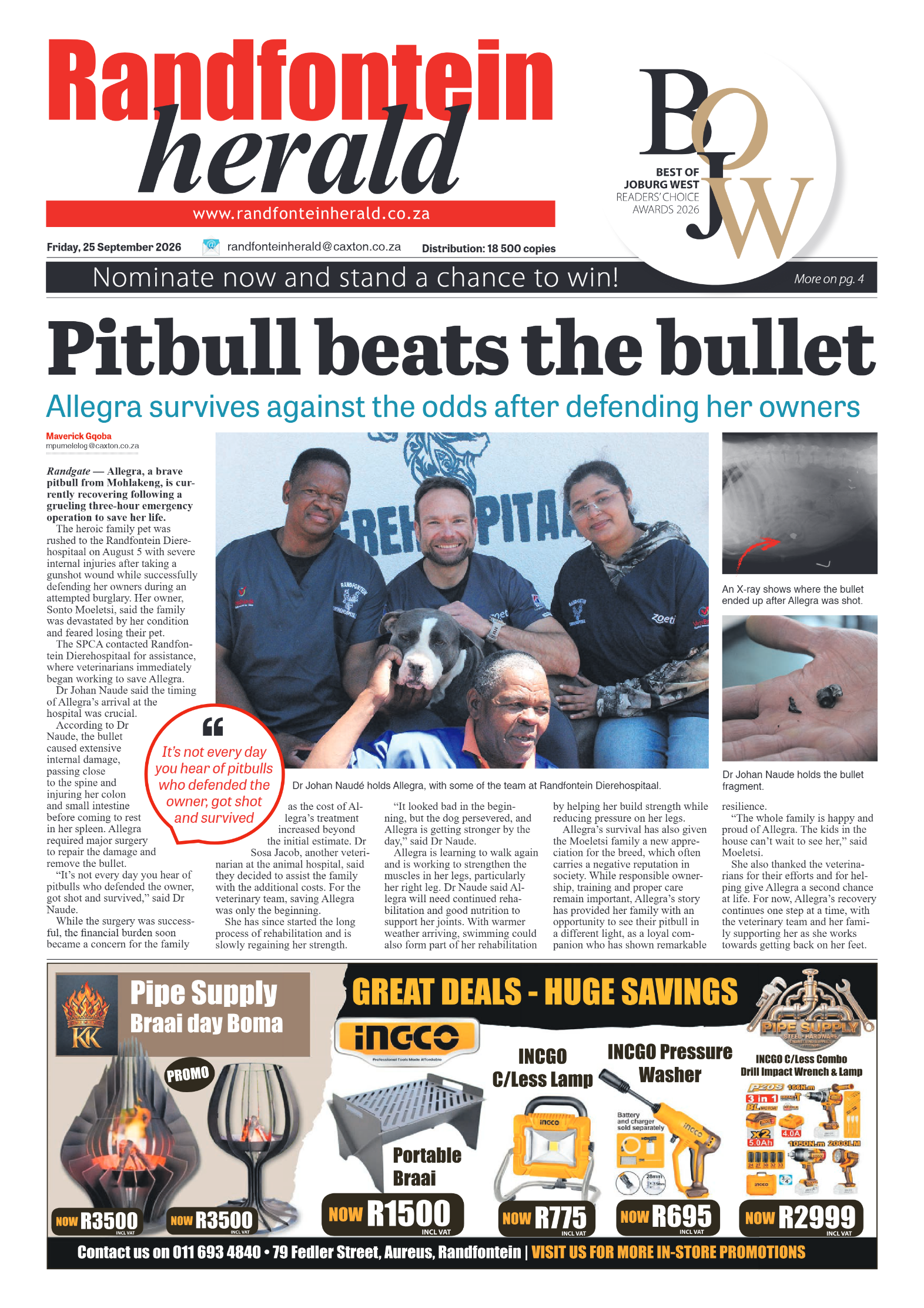 Randfontein Herald 25 September 2026 page 1
