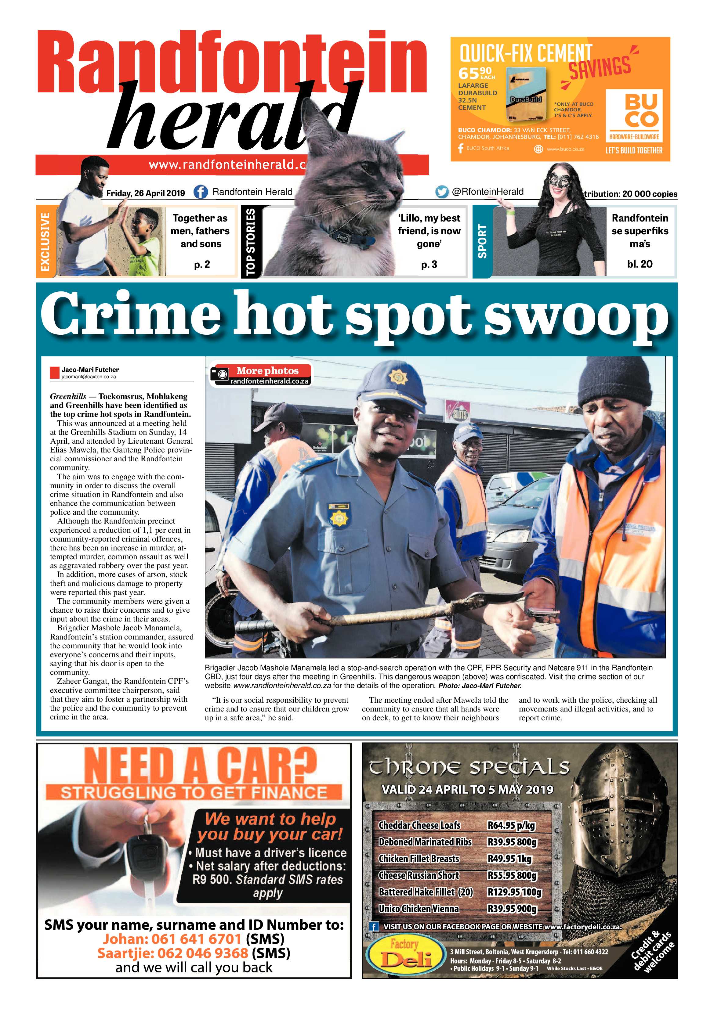 Randfontein Herald 26 April 2019 page 1