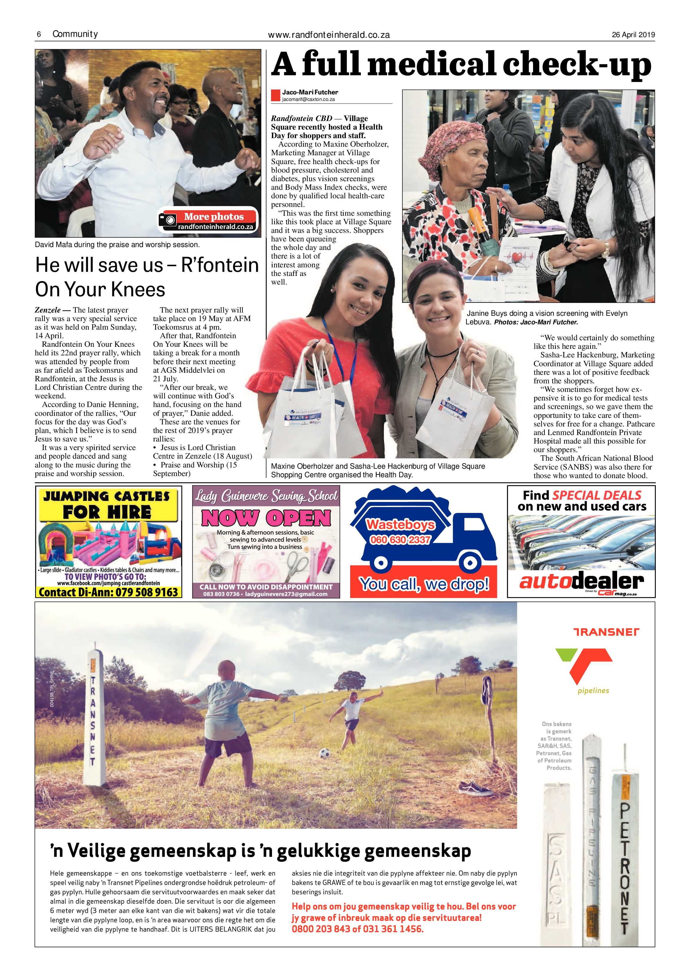 Randfontein Herald 26 April 2019 page 6