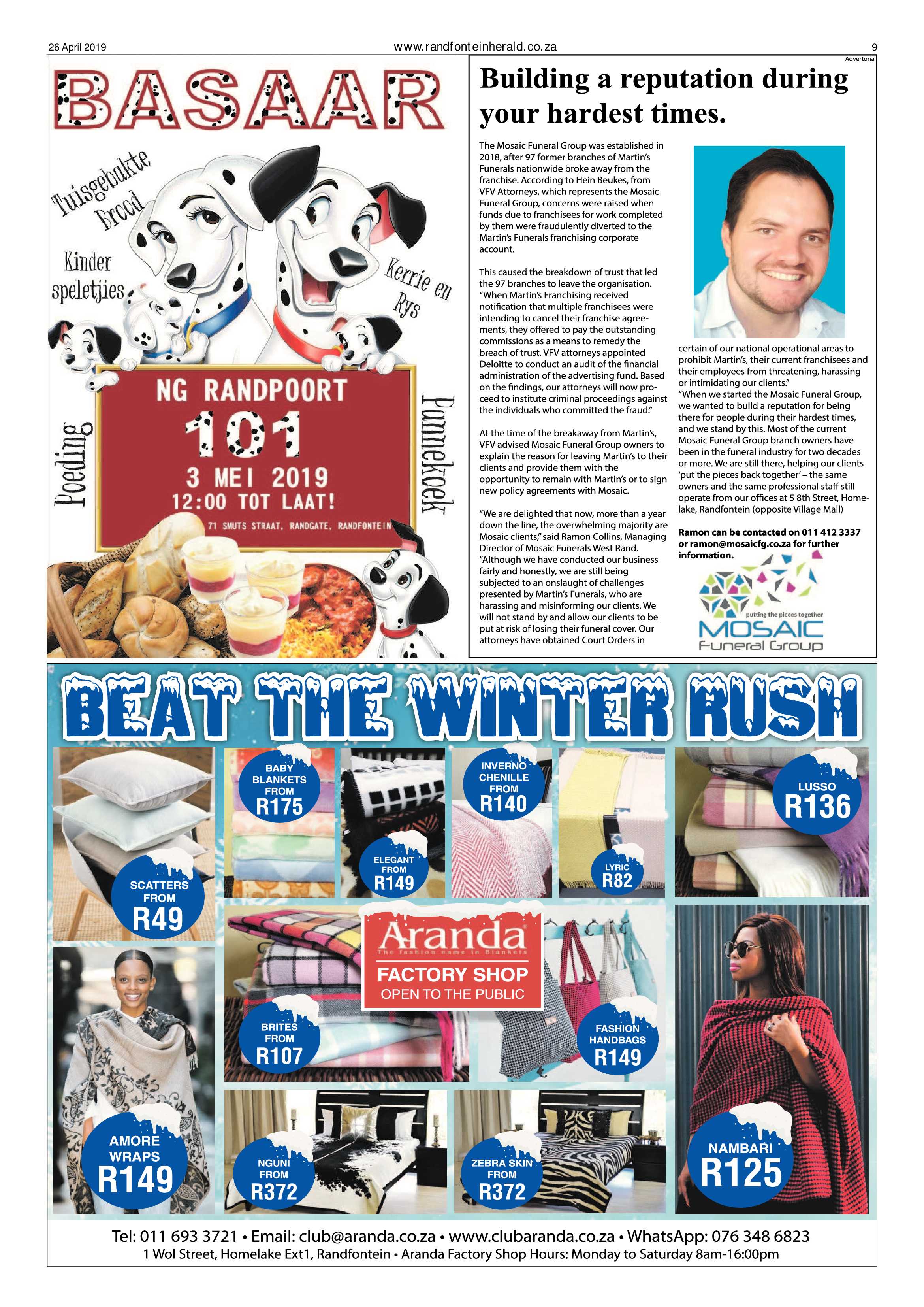 Randfontein Herald 26 April 2019 page 9