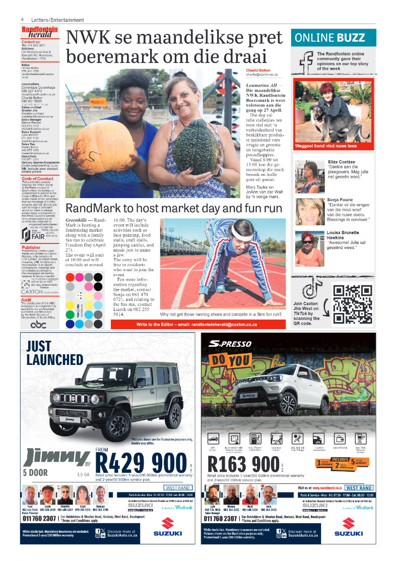 Randfontein Herald 26 April 2024 page 4