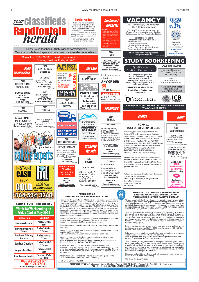 Randfontein Herald 26 April 2024 page 6